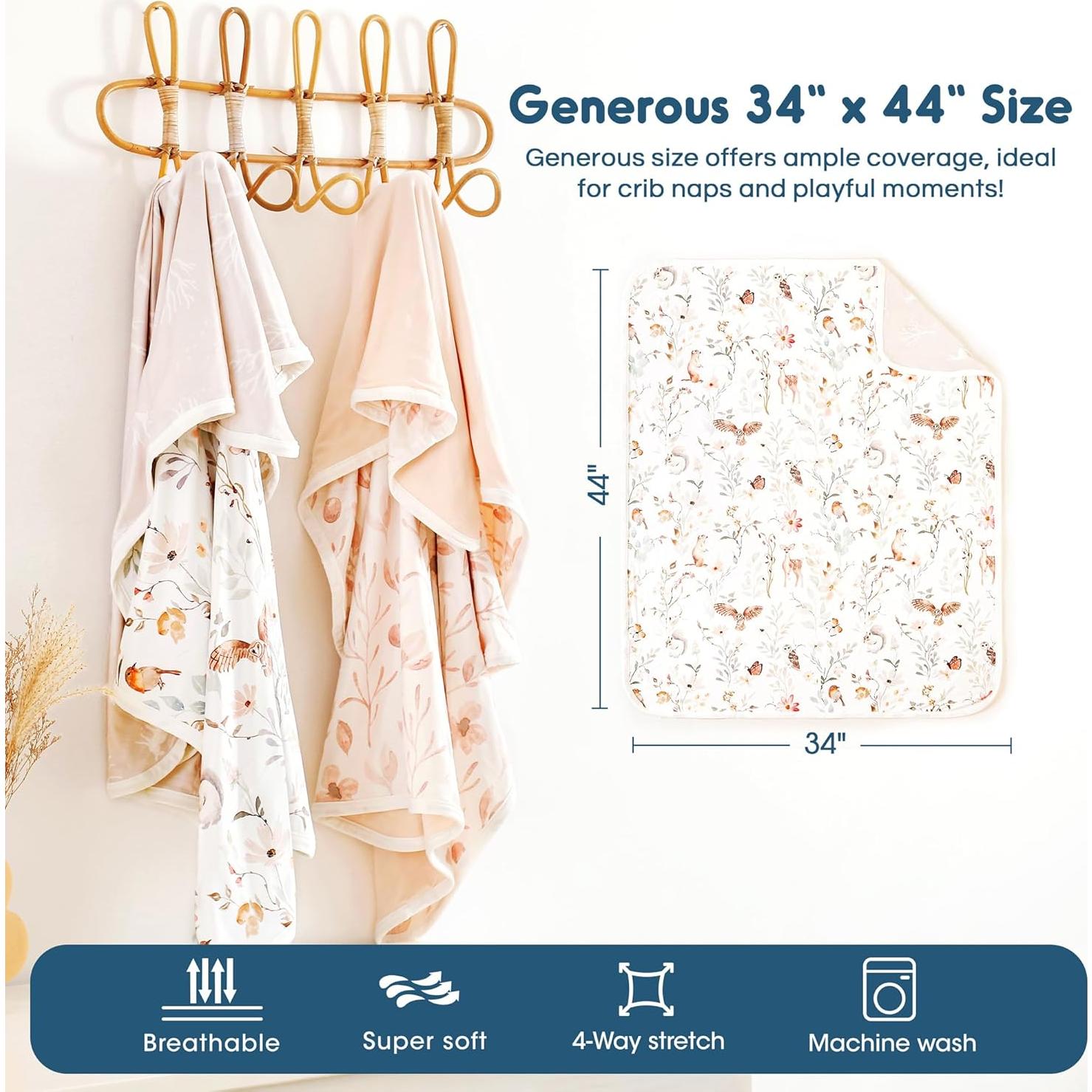 Mantas de Envolver para Bebés GRSSDER 86x112 cm Floral Rosa
