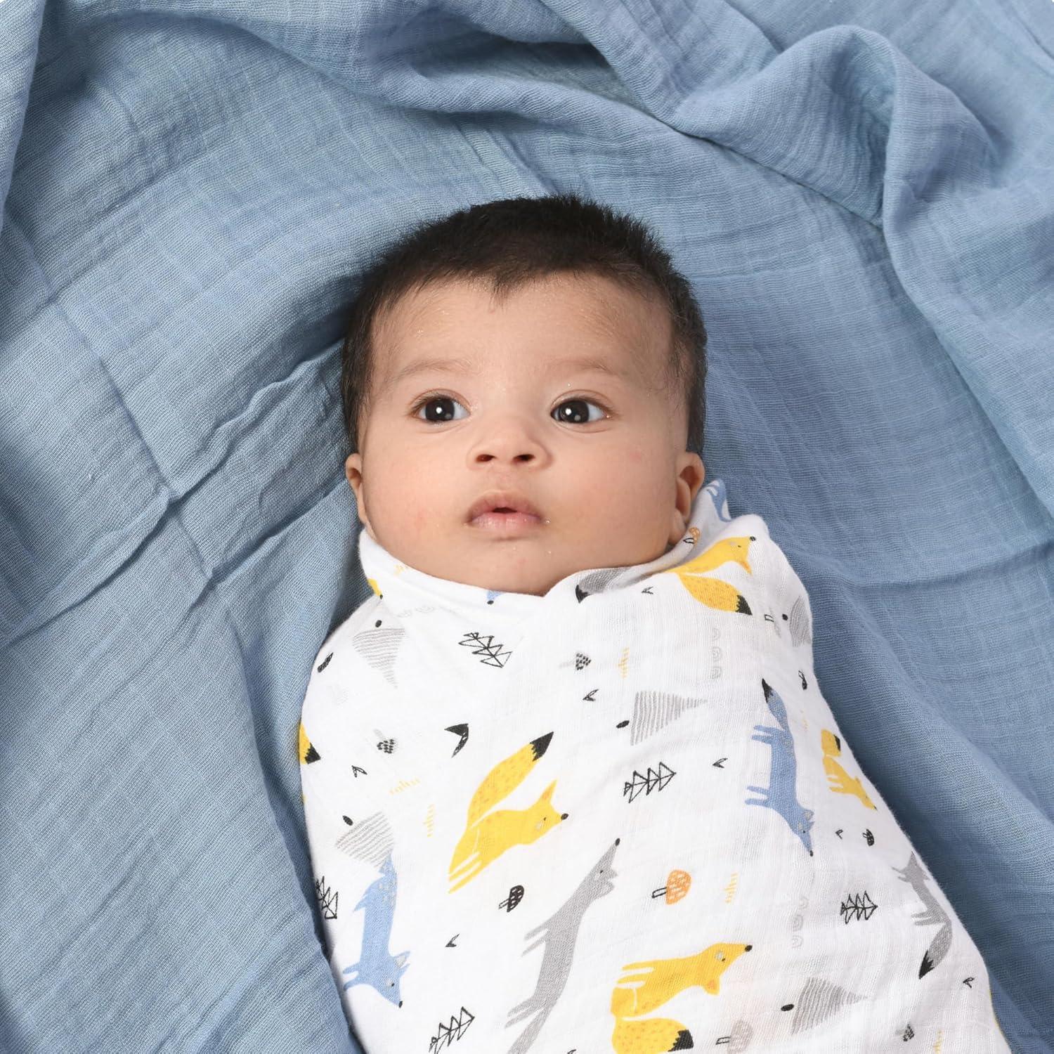 Mantas de Muselina 100% Algodón Featherhead - 2 Paquete Zorros Azules