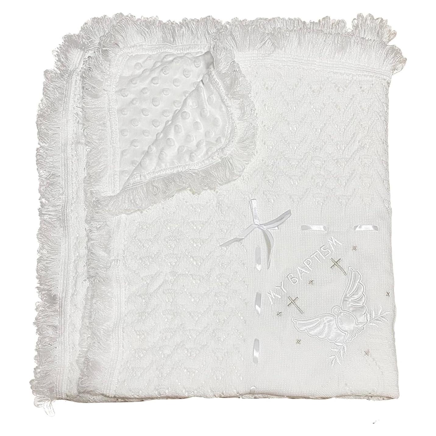 Manta de Bautizo Runeaoys Blanca con Bordados para Bebés