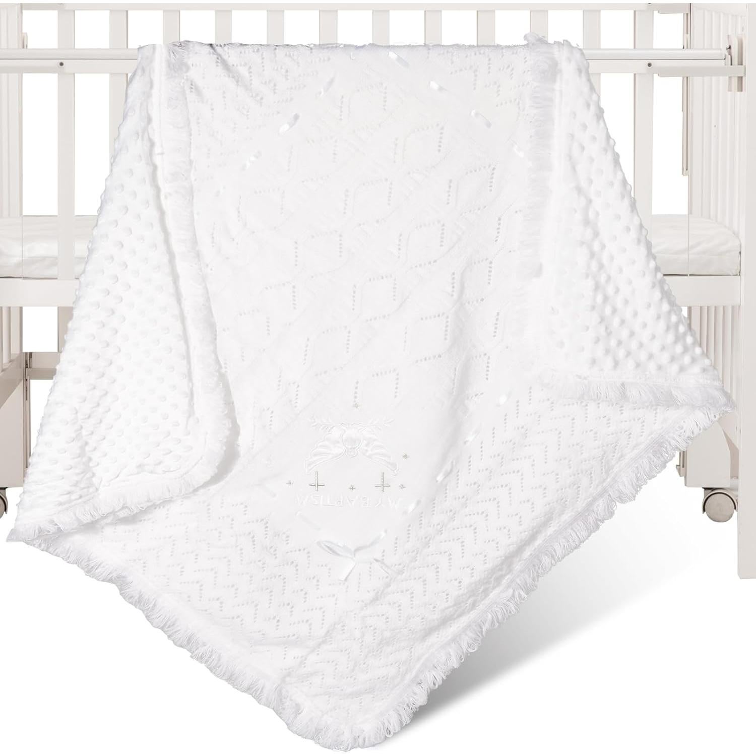 Manta de Bautizo Runeaoys Blanca con Bordados para Bebés