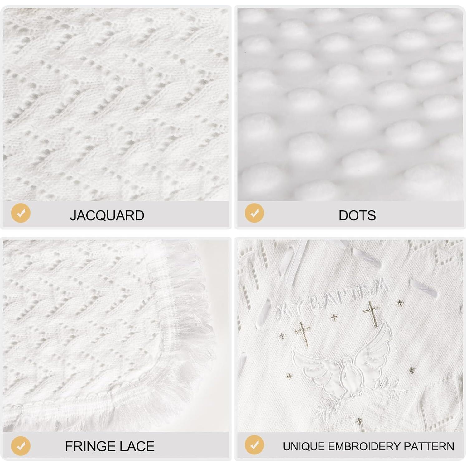 Manta de Bautizo Runeaoys Blanca con Bordados para Bebés