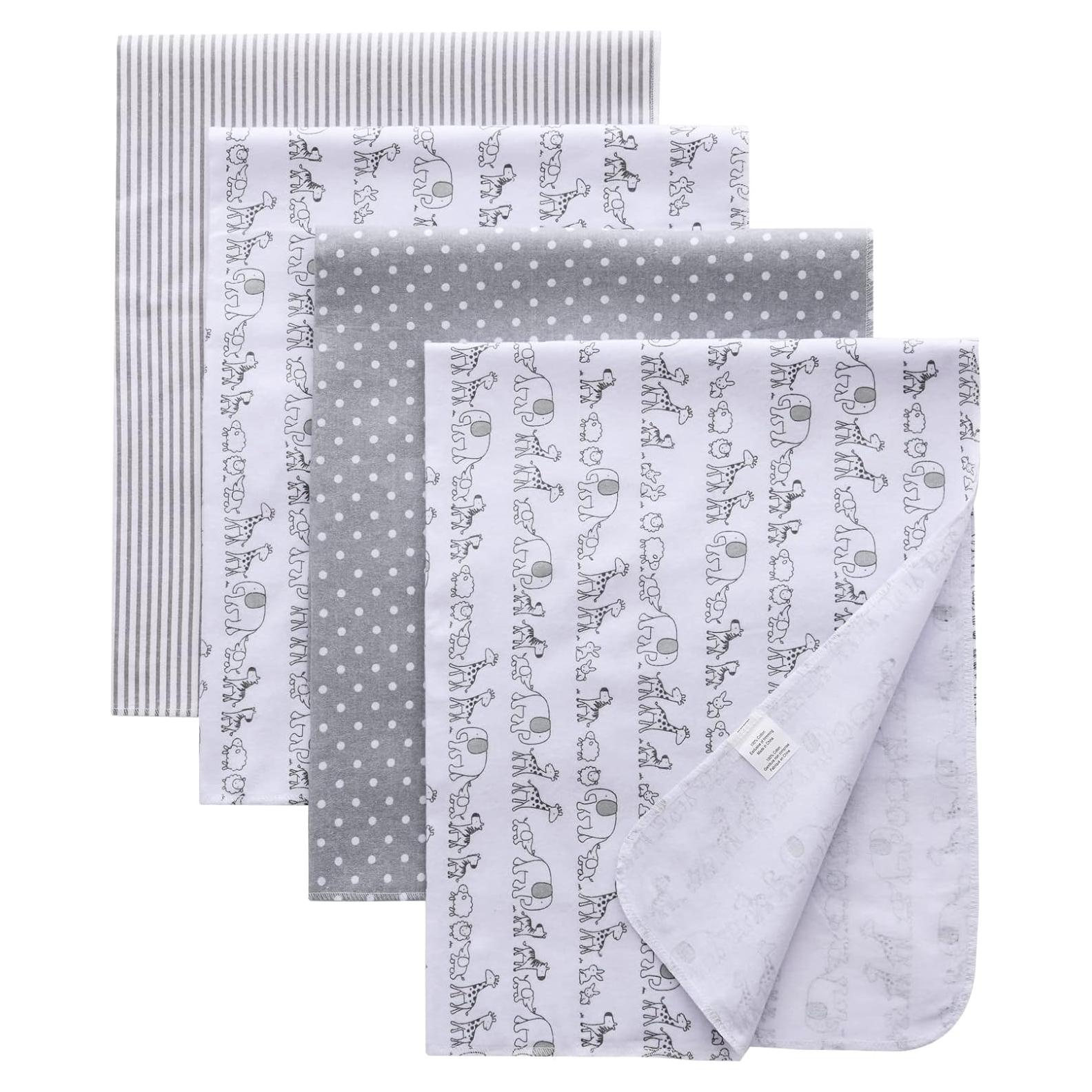 Mantas de Franela para Bebé Gina Era 100% Algodón 4 Pzs 76x76 cm