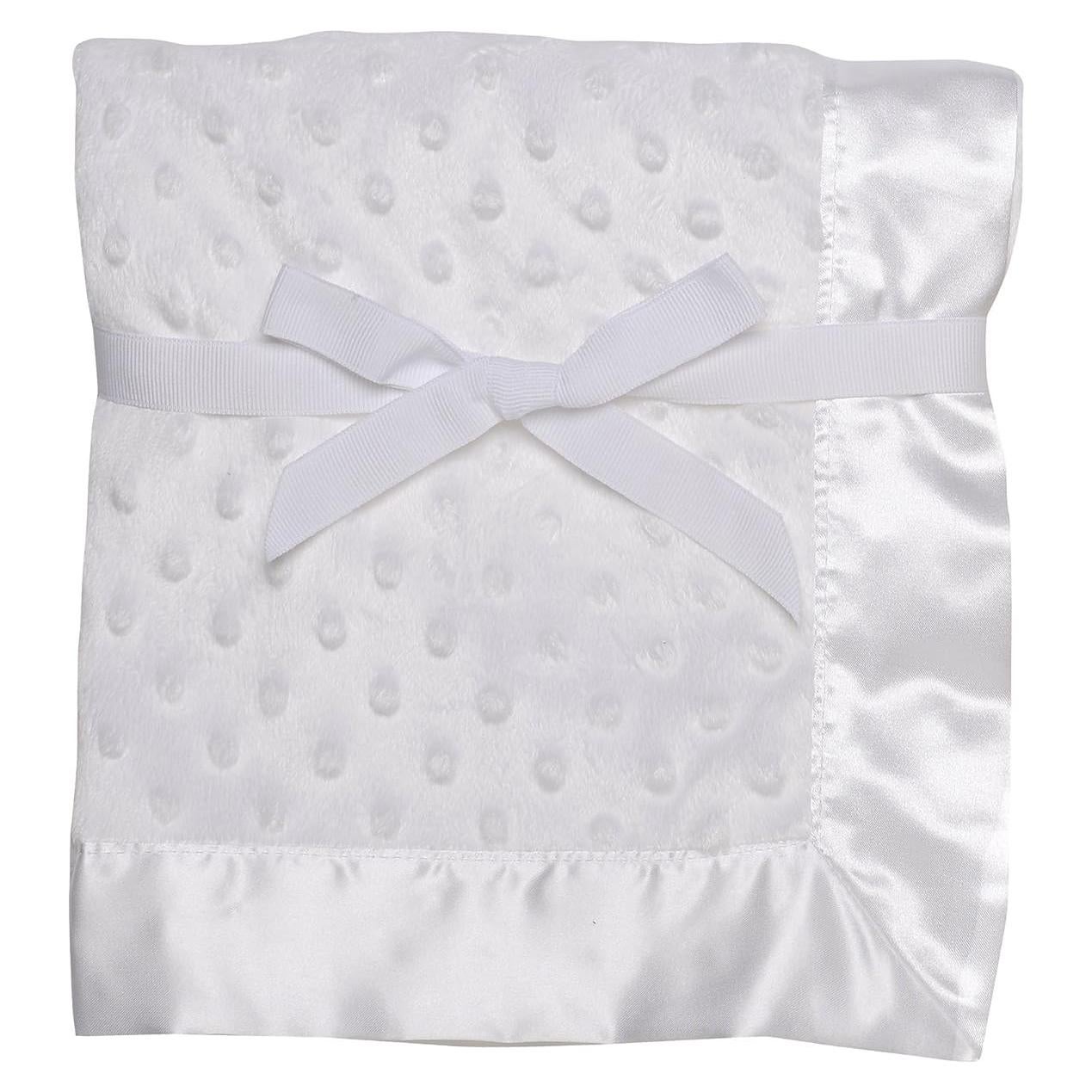 Manta Texturizada Baby Starters Blanca 76x102 cm con Ribete Satén