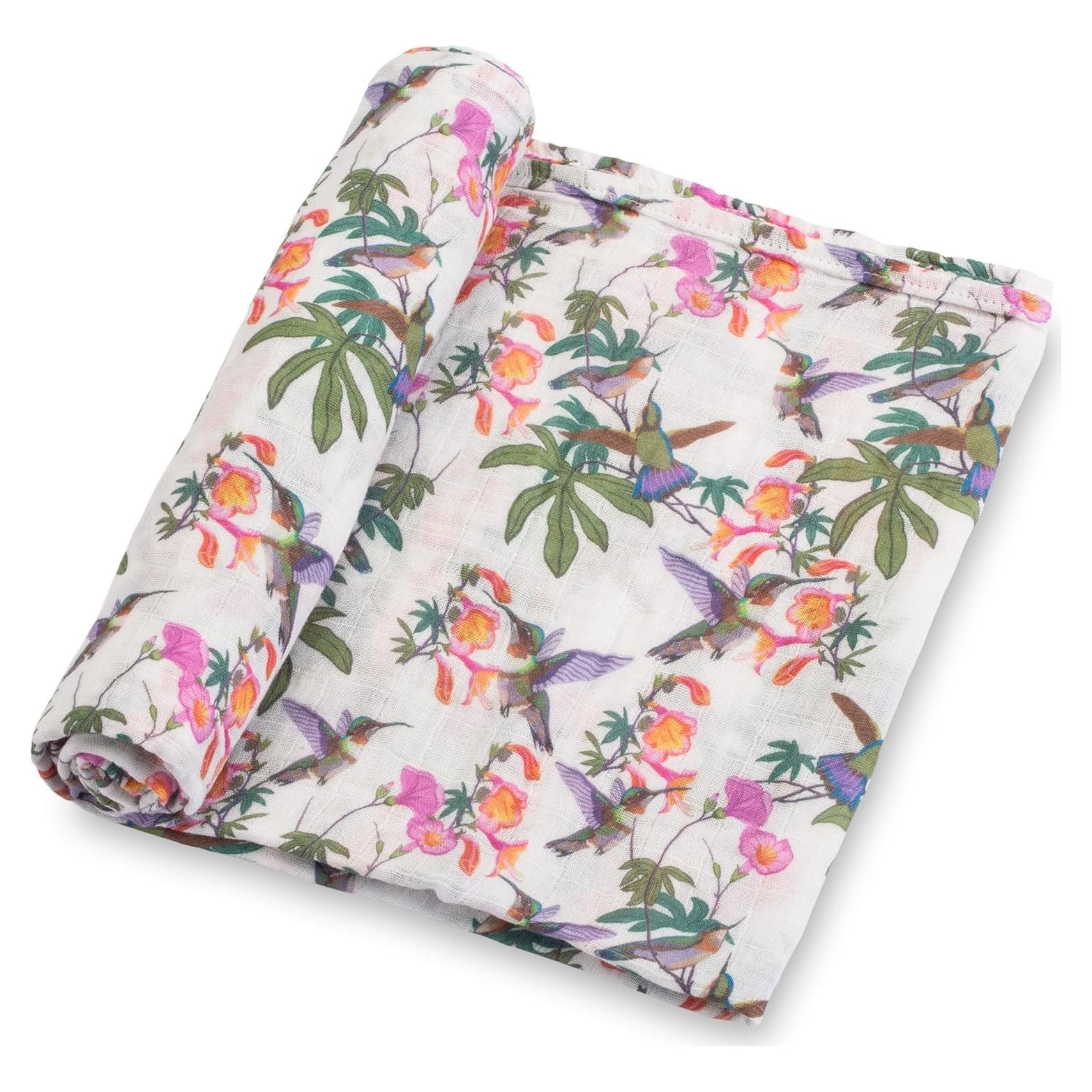 Manta de Envueltos LollyBanks 100% Algodón 119x119 cm Colibrí