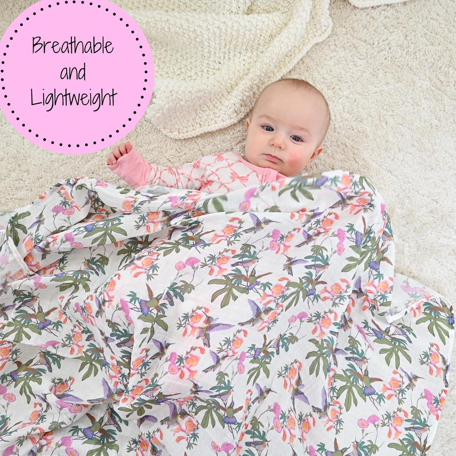 Manta de Envueltos LollyBanks 100% Algodón 119x119 cm Colibrí