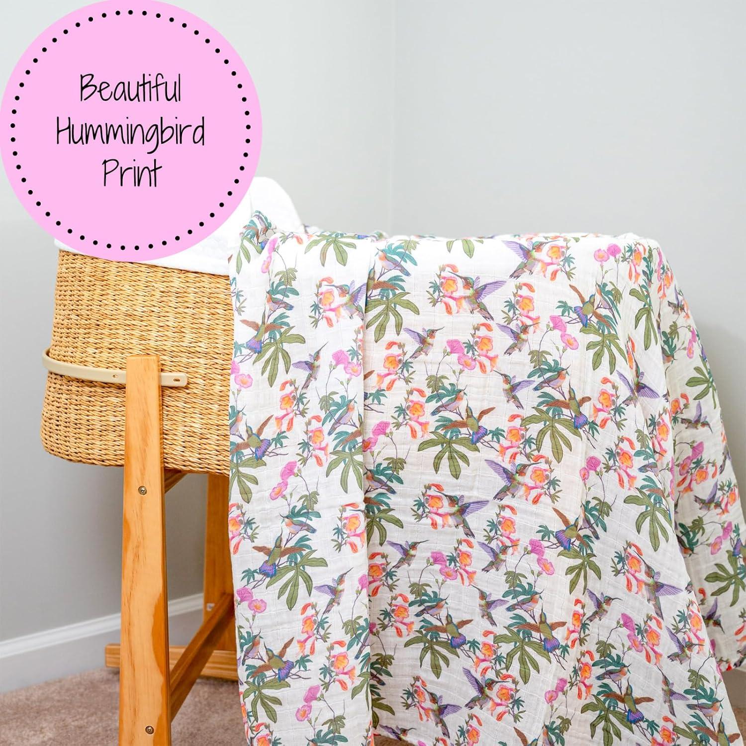 Manta de Envueltos LollyBanks 100% Algodón 119x119 cm Colibrí