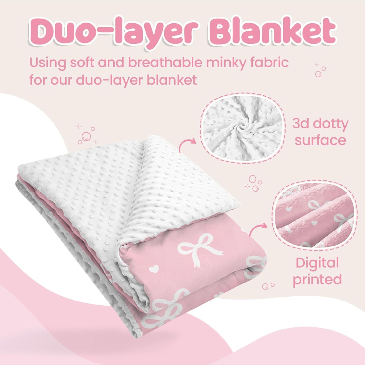 Manta Minky para Bebé SANDJEST 76 x 102 cm Lazo Suave