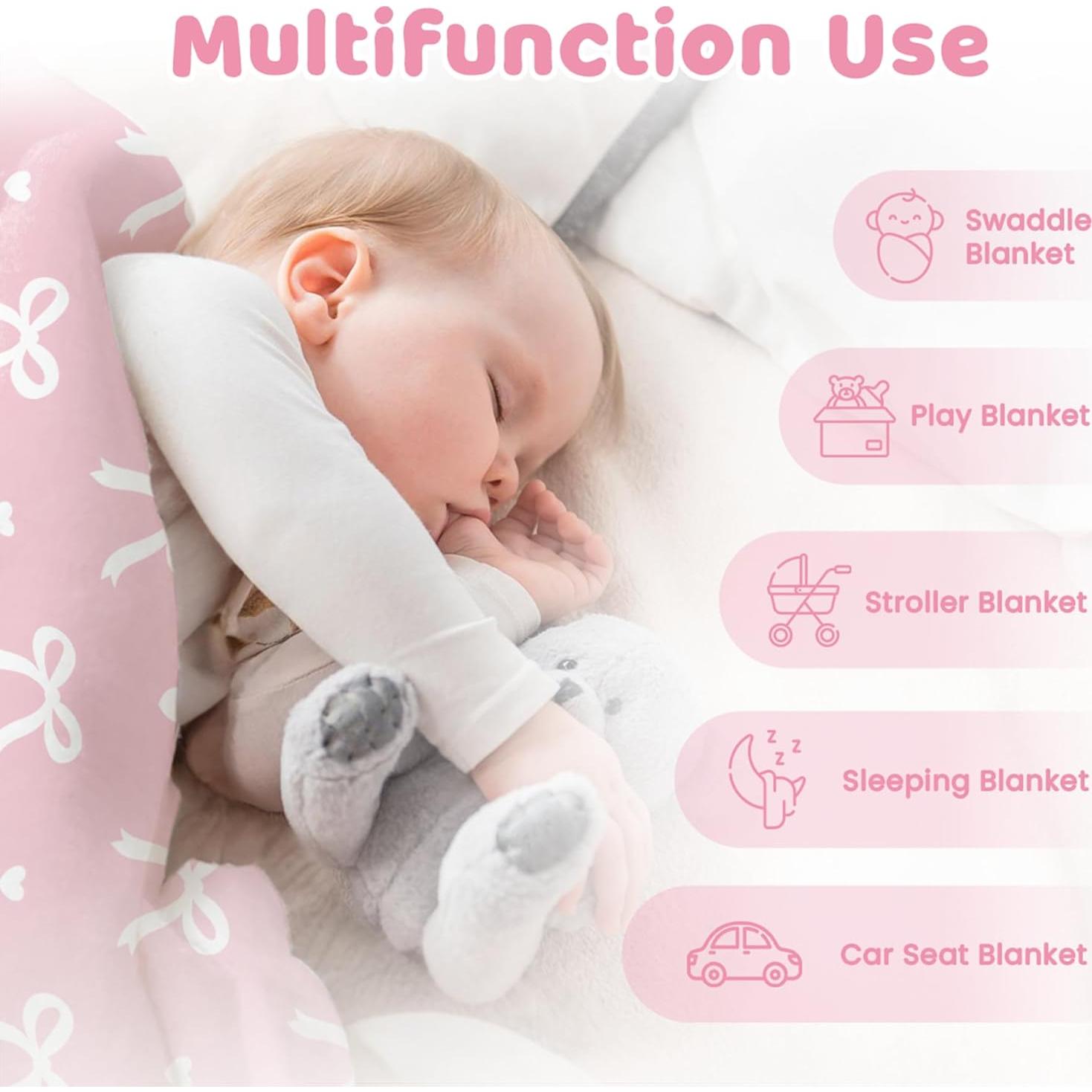 Manta Minky para Bebé SANDJEST 76 x 102 cm Lazo Suave