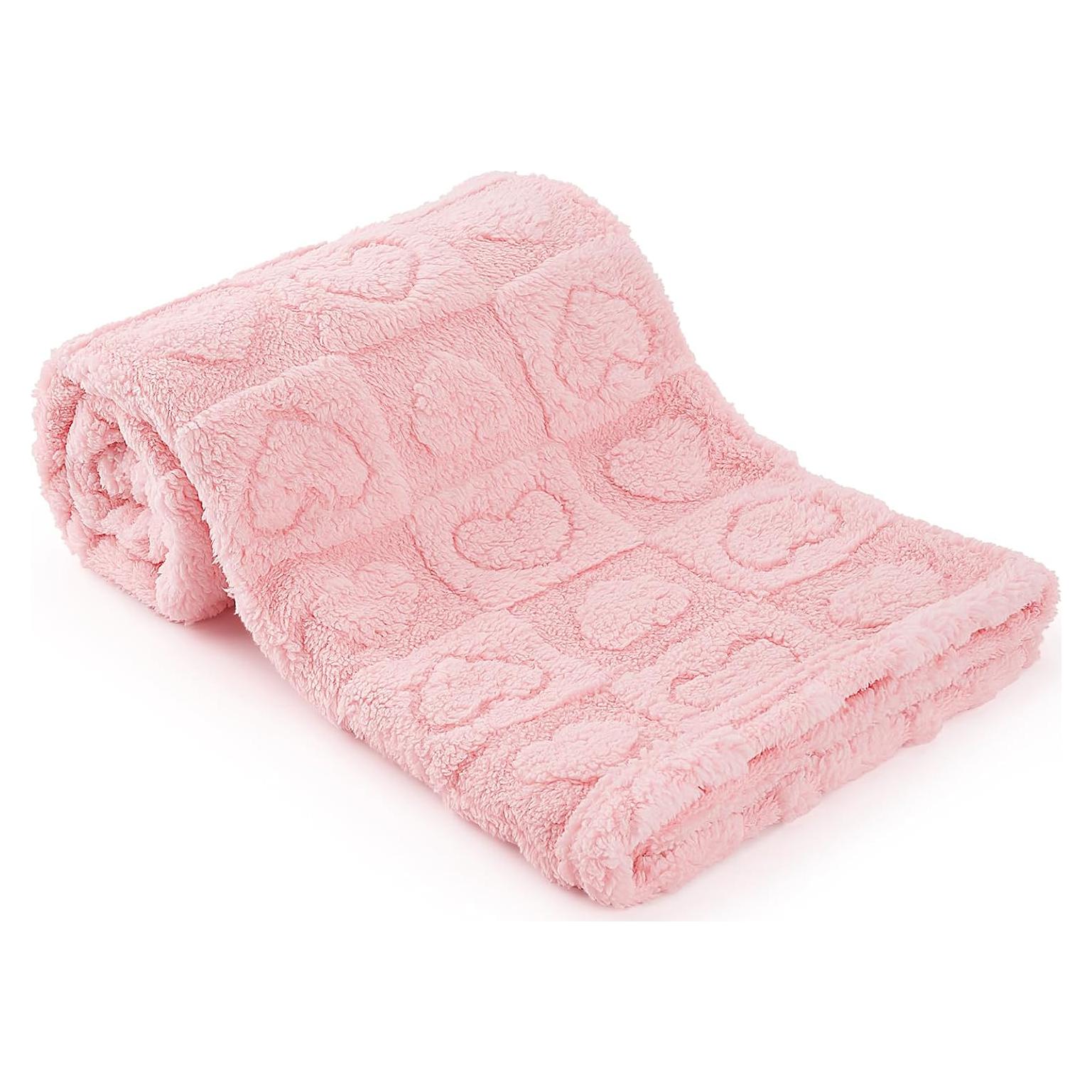 Manta de Bebé Suave de Felpa VEIDIA Corazón Rosa 76x99 cm