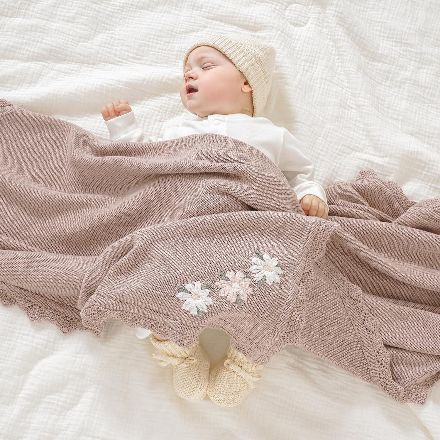 Manta de Recepción LAWKUL 100% Algodón Floral 101.6x76.2cm