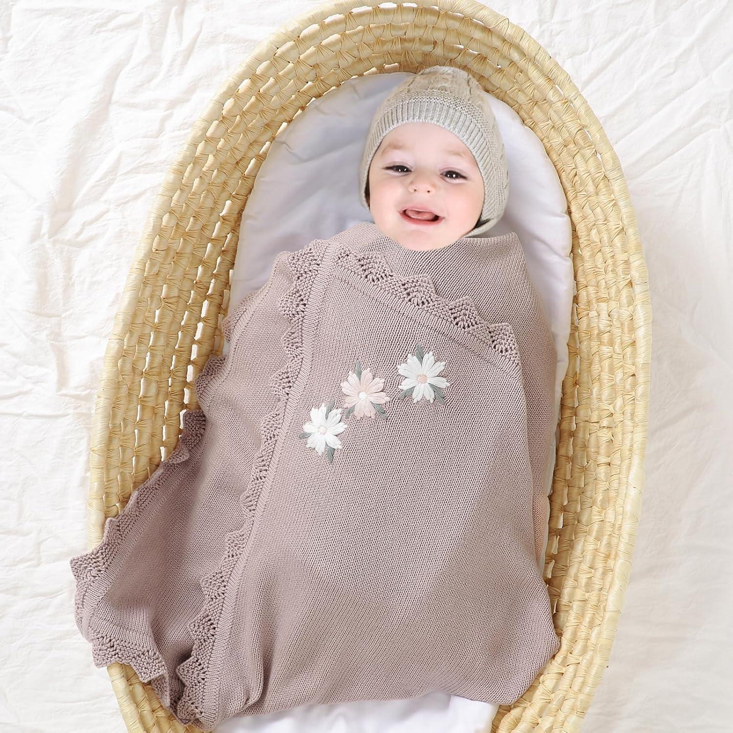 Manta de Recepción LAWKUL 100% Algodón Floral 101.6x76.2cm