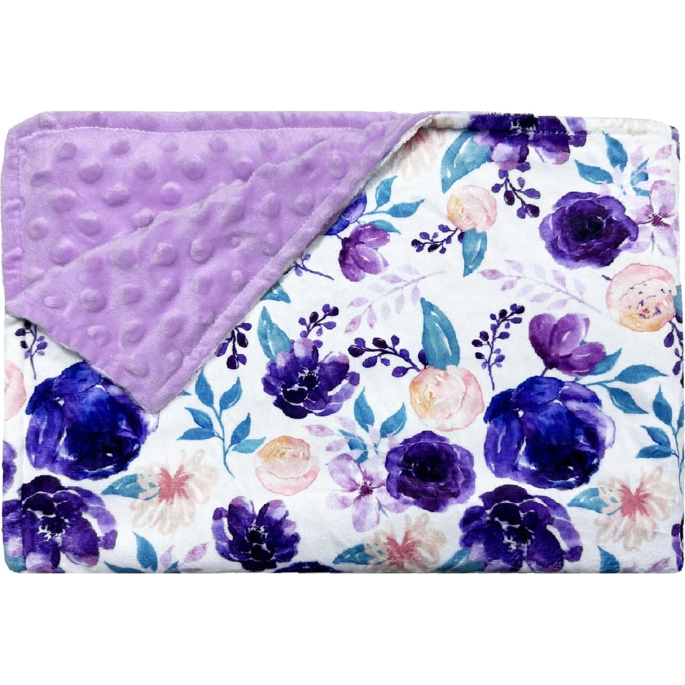 Manta de felpa suave Yufiova BBK01 floral 101.6x76.2 cm púrpura