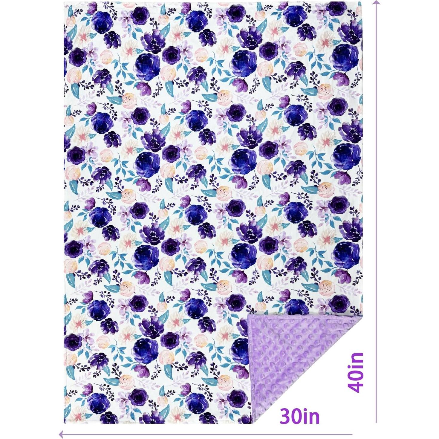 Manta de felpa suave Yufiova BBK01 floral 101.6x76.2 cm púrpura