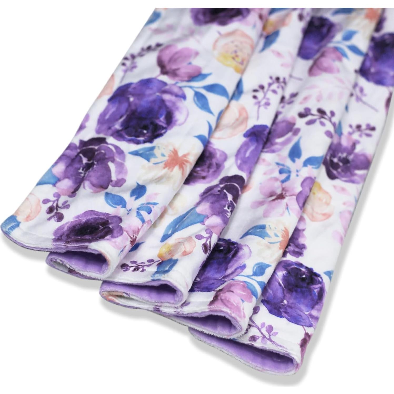 Manta de felpa suave Yufiova BBK01 floral 101.6x76.2 cm púrpura