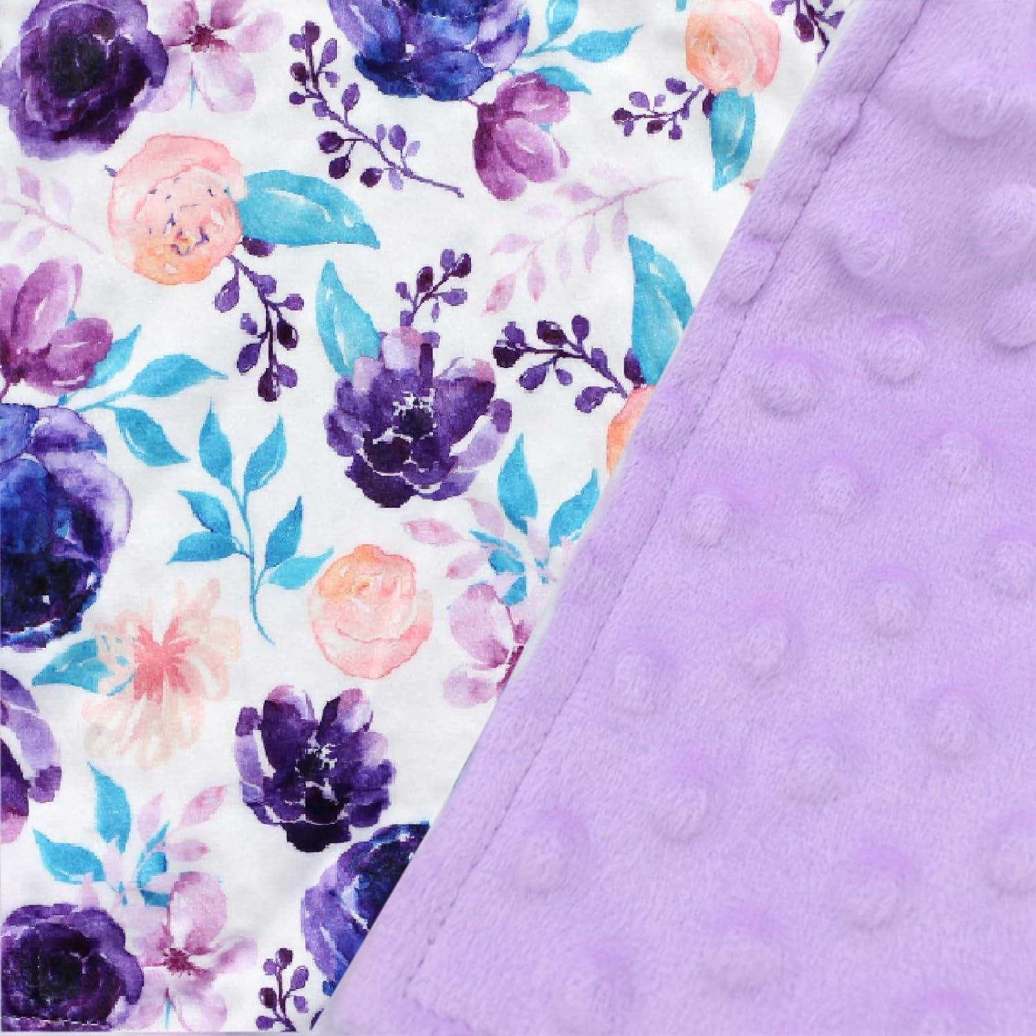 Manta de felpa suave Yufiova BBK01 floral 101.6x76.2 cm púrpura