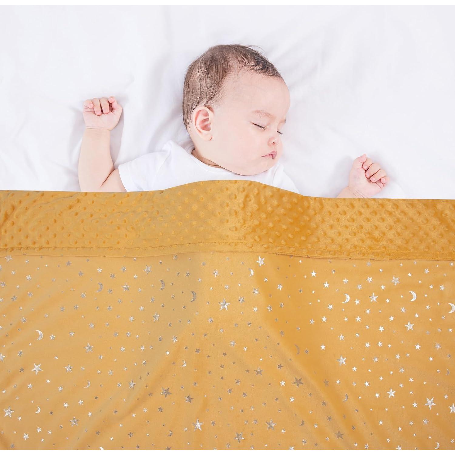 Manta para Bebés Donsonny 76x102 cm Suave Minky Estrellas Luna