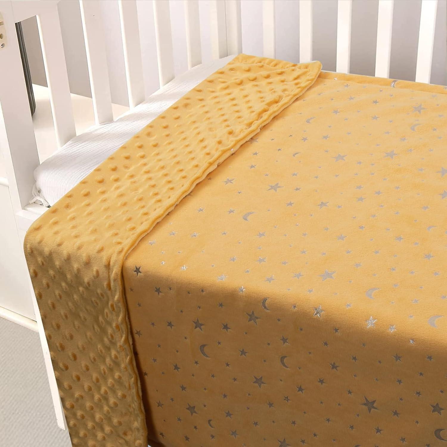 Manta para Bebés Donsonny 76x102 cm Suave Minky Estrellas Luna