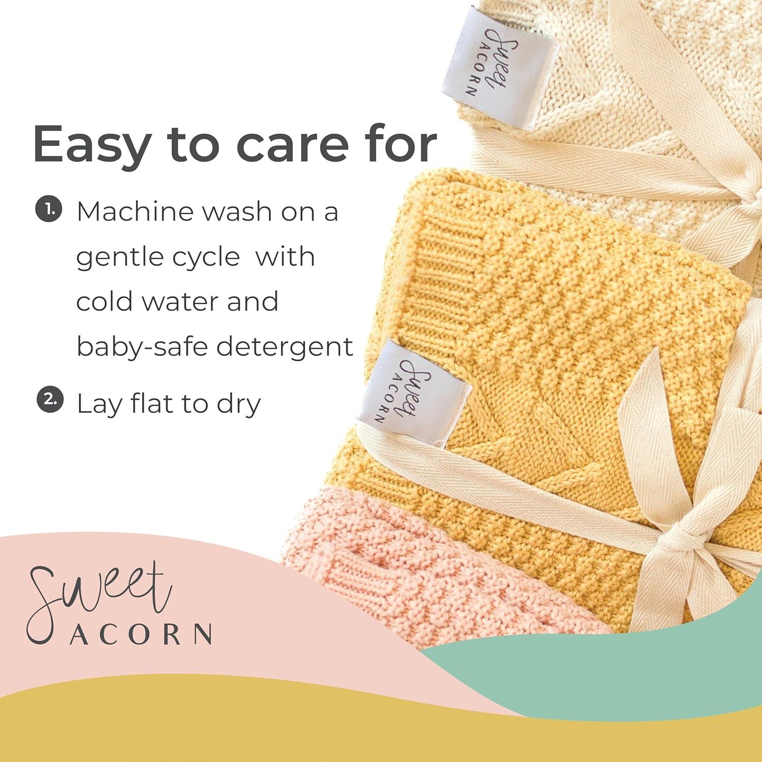 Manta de Bebé Algodón Orgánico Sweet Acorn Amarillo 81x116cm