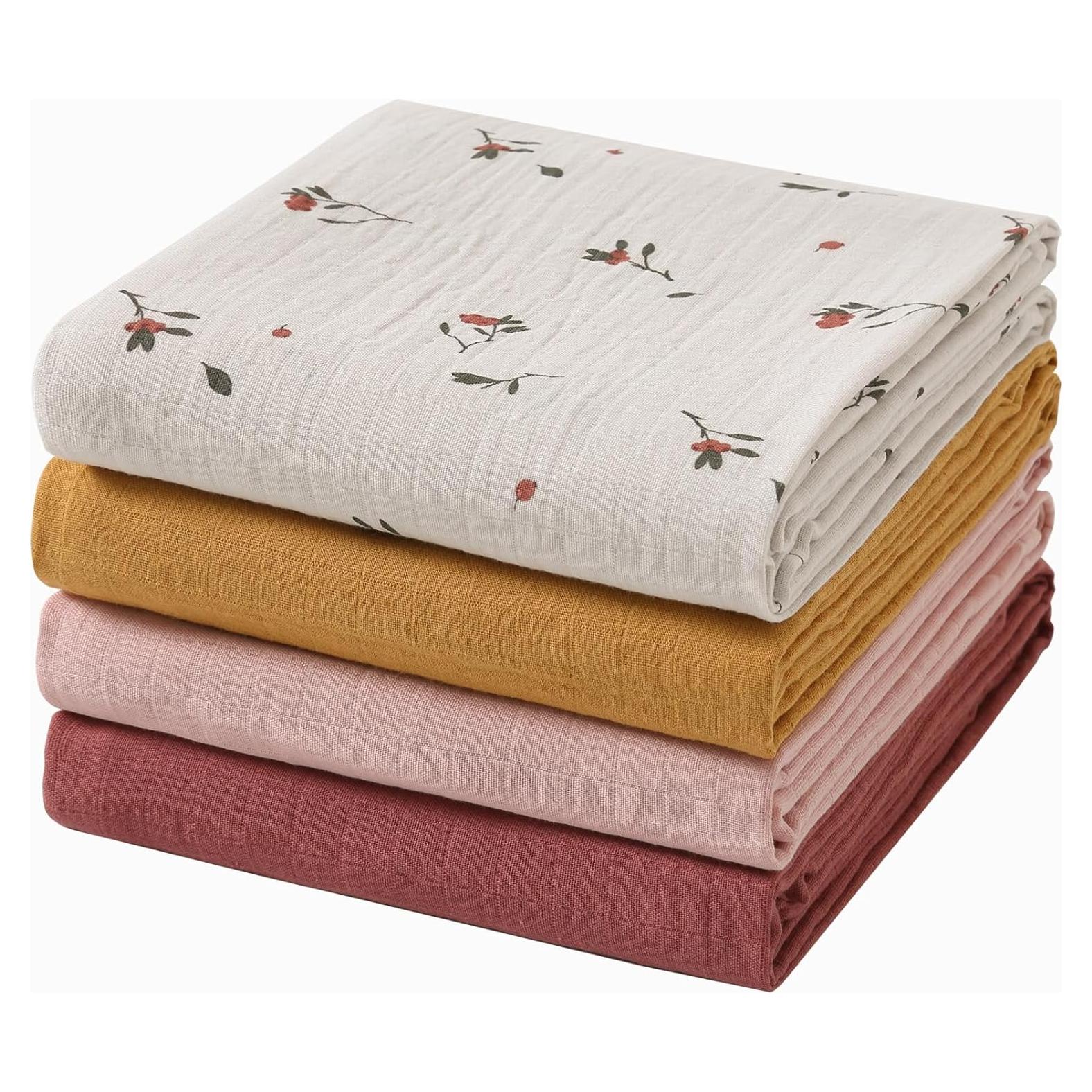 Mantas de Muselina POMISO 120x120cm 100% Algodón 4 Piezas