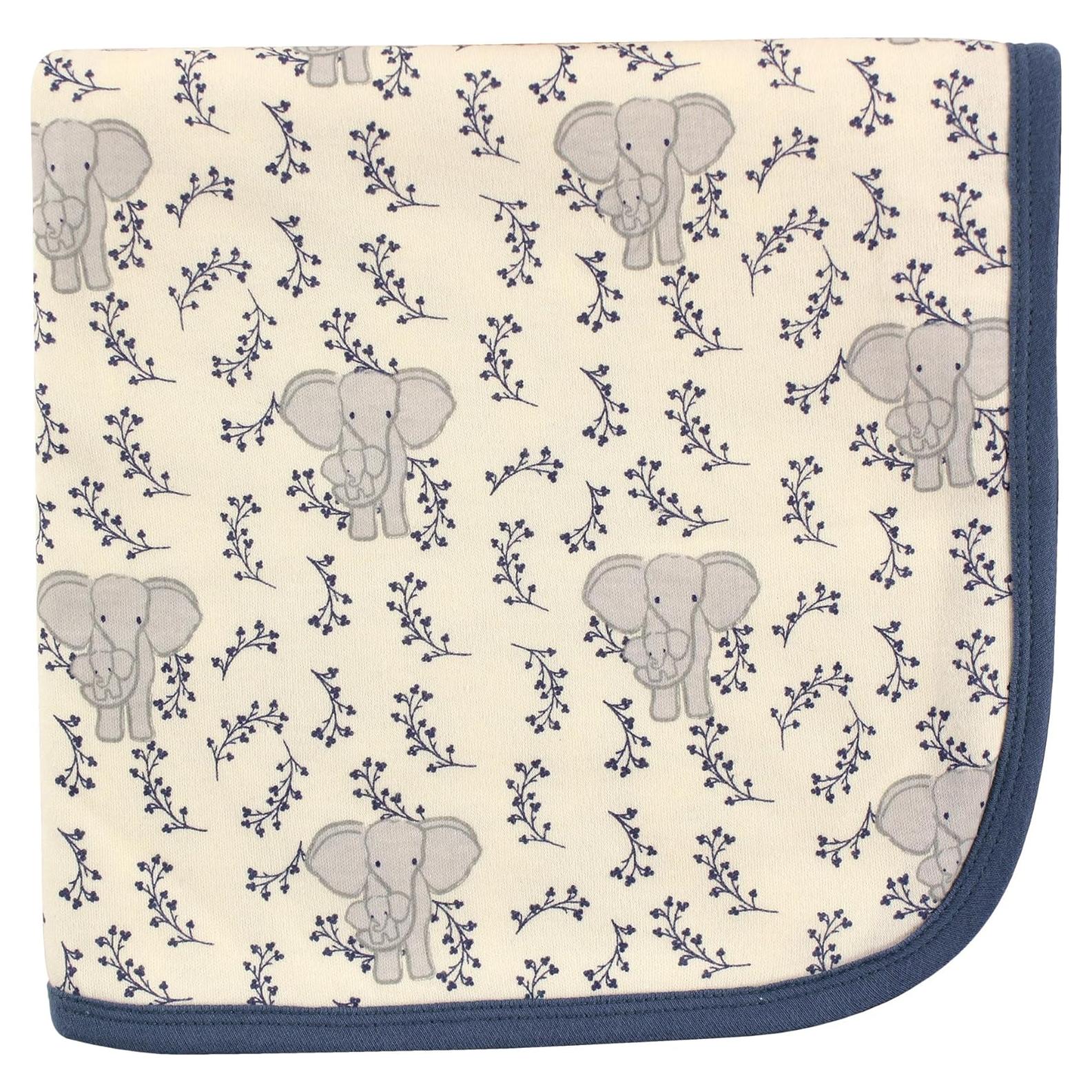 Manta de Envolver Unisex Toque de la Naturaleza Algodón Orgánico Elefante Azul