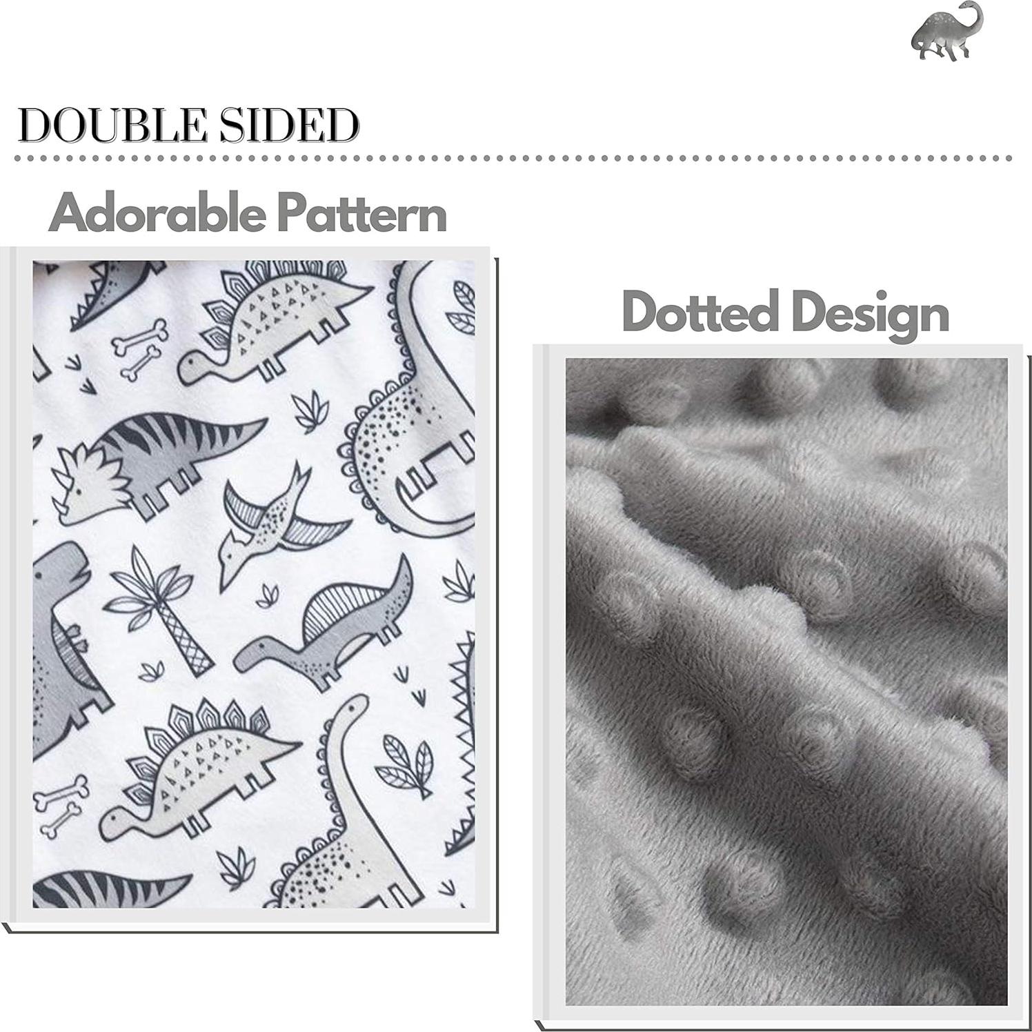 Manta de Minky Giggle Angel 76x102cm Dinosaurio Gris