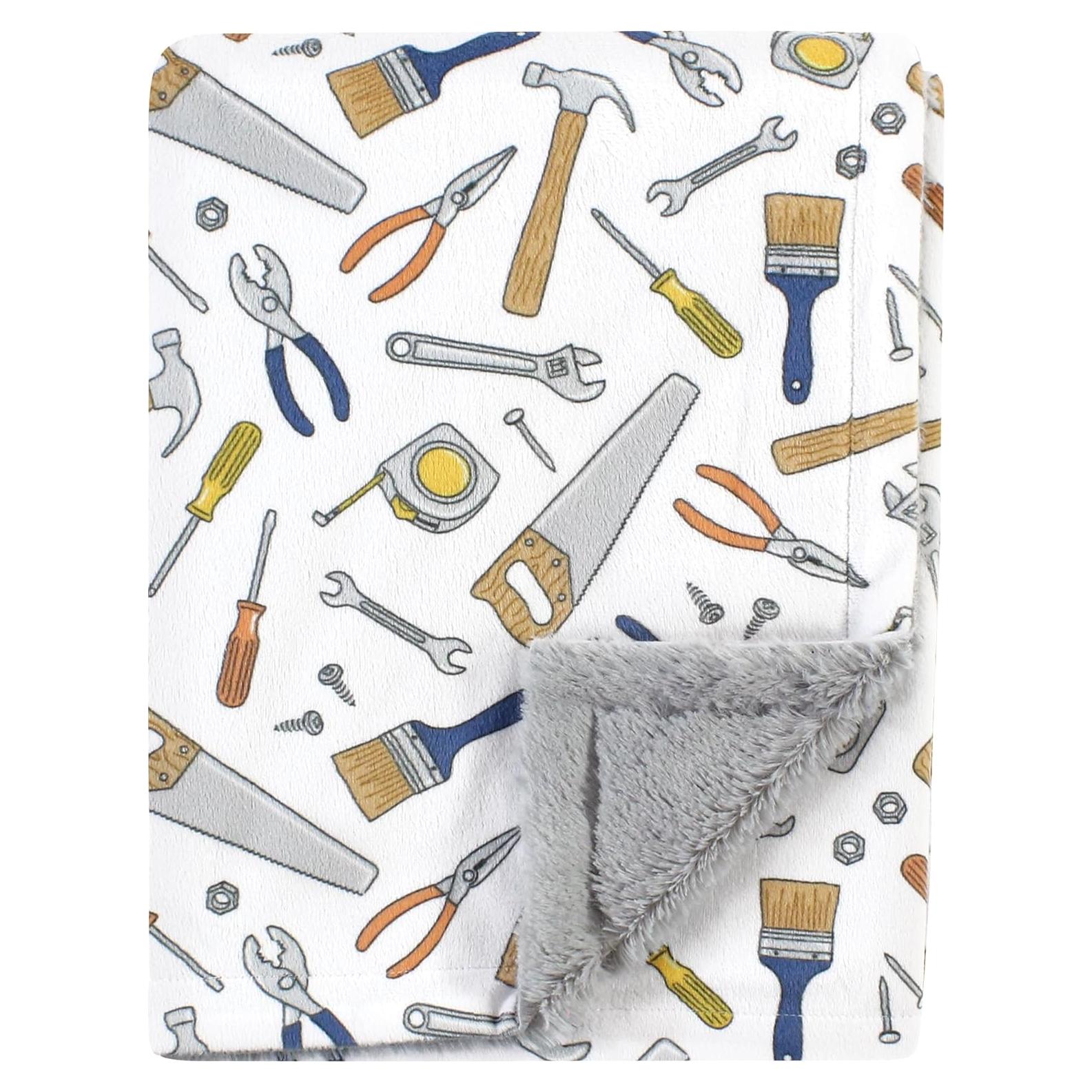 Manta de Peluche Hudson Baby Unisex 76x102 cm Trabajo de Construcción