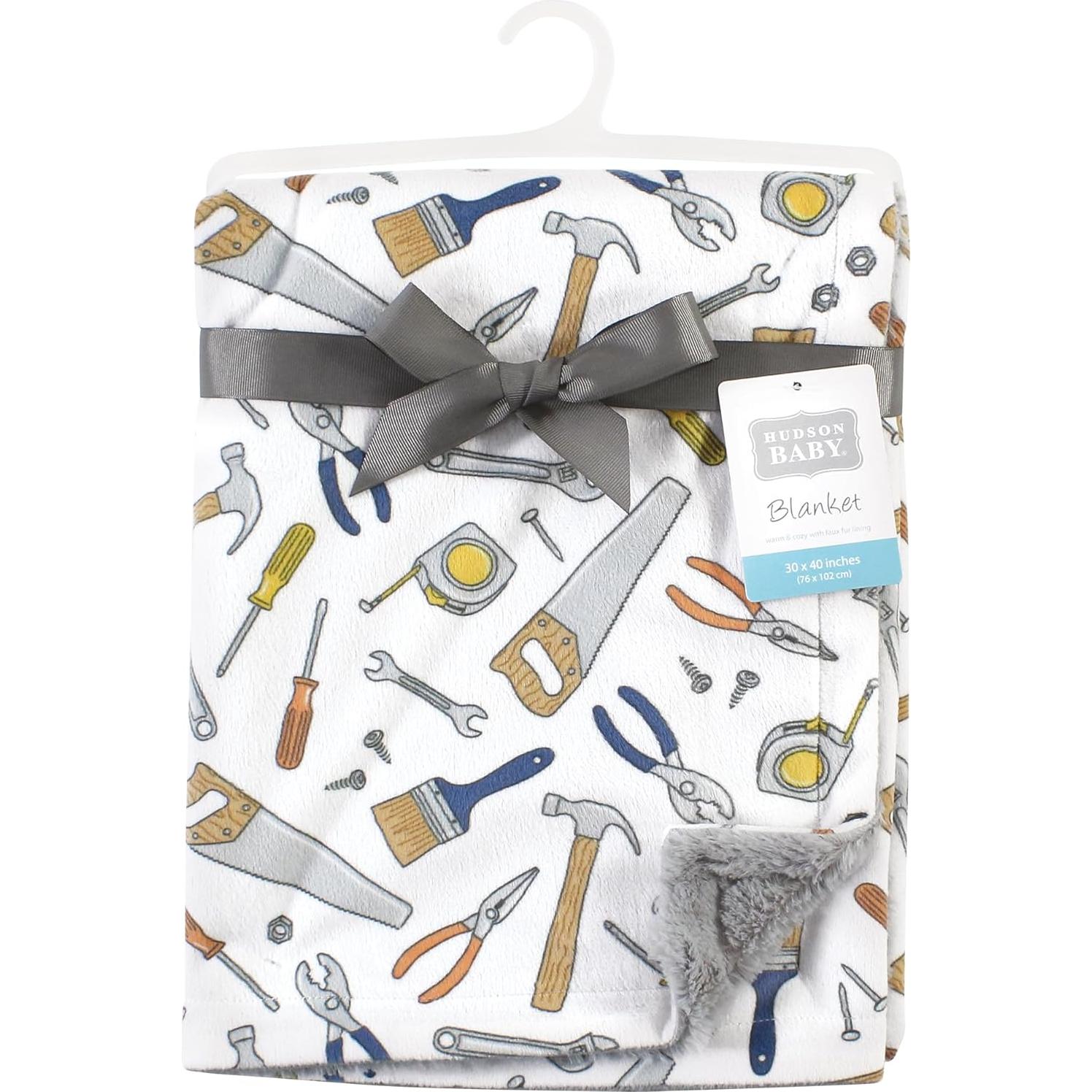 Manta de Peluche Hudson Baby Unisex 76x102 cm Trabajo de Construcción