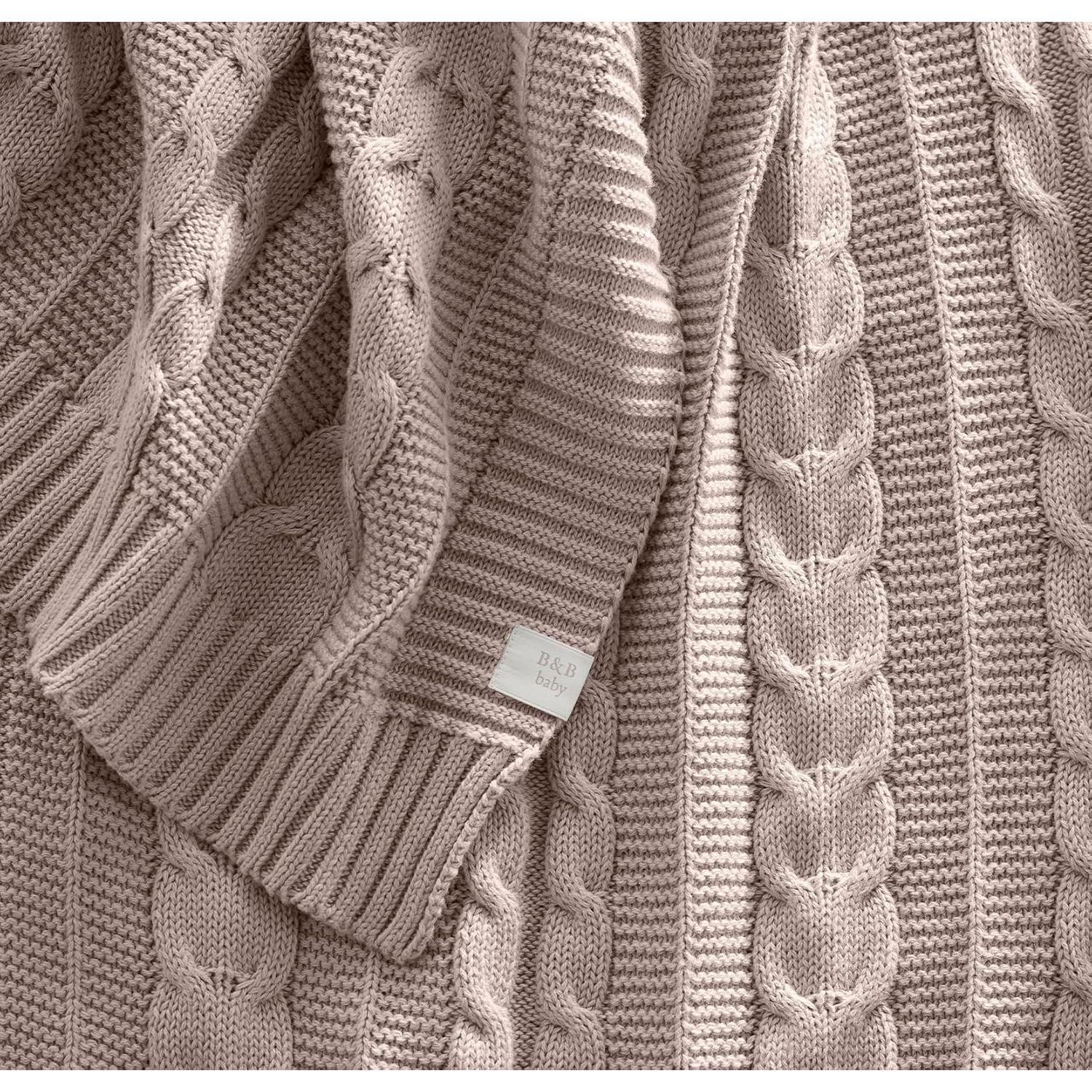 Manta de Punto de Cable para Bebé BOLL & BRANCH - Rosa 100% Algodón Orgánico