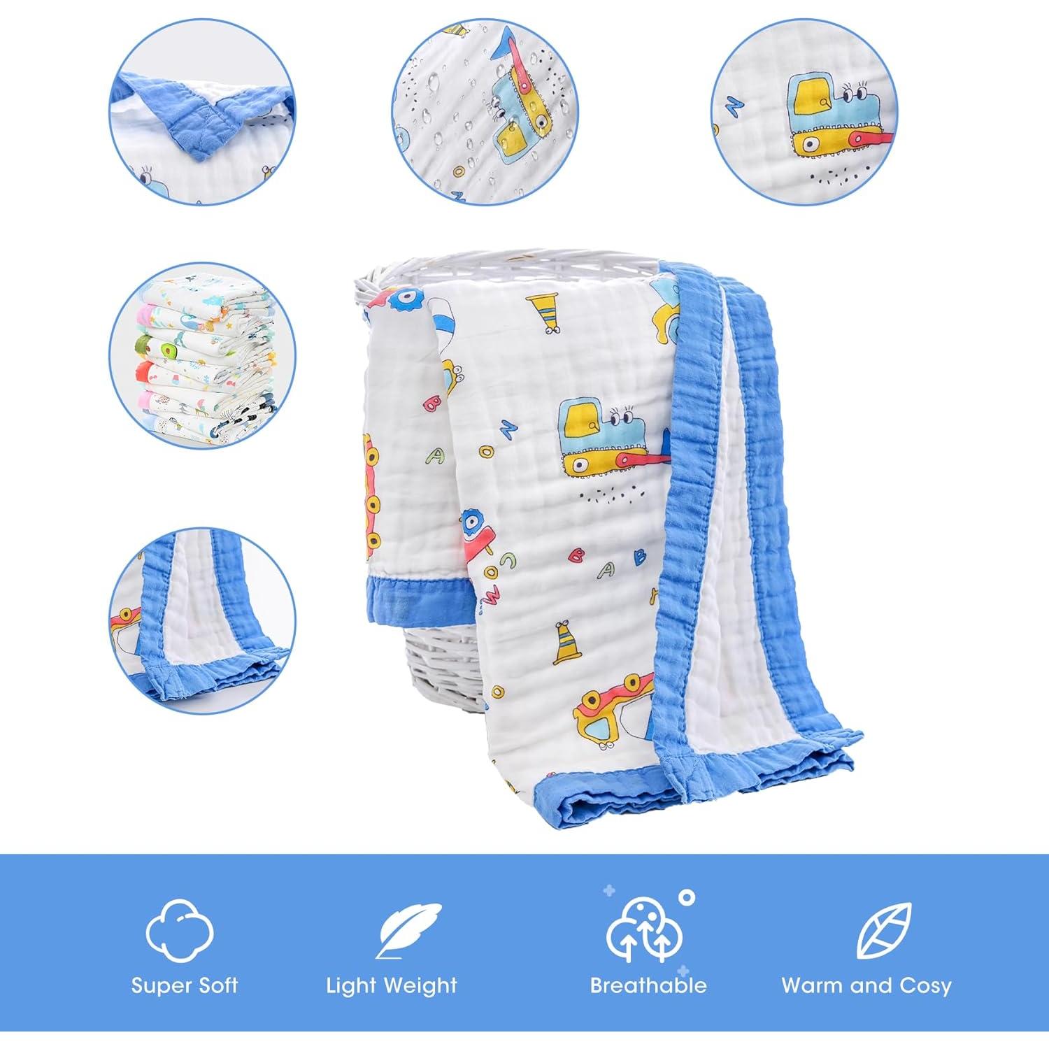 Manta de Muselina 100% Algodón Jay & Ava 106.68 cm Excavadora Azul