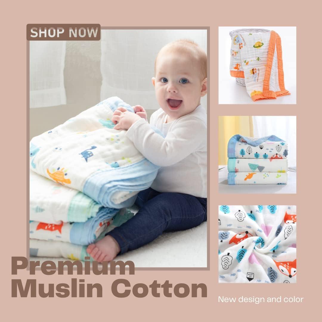 Manta de Muselina 100% Algodón Jay & Ava 106.68 cm Excavadora Azul