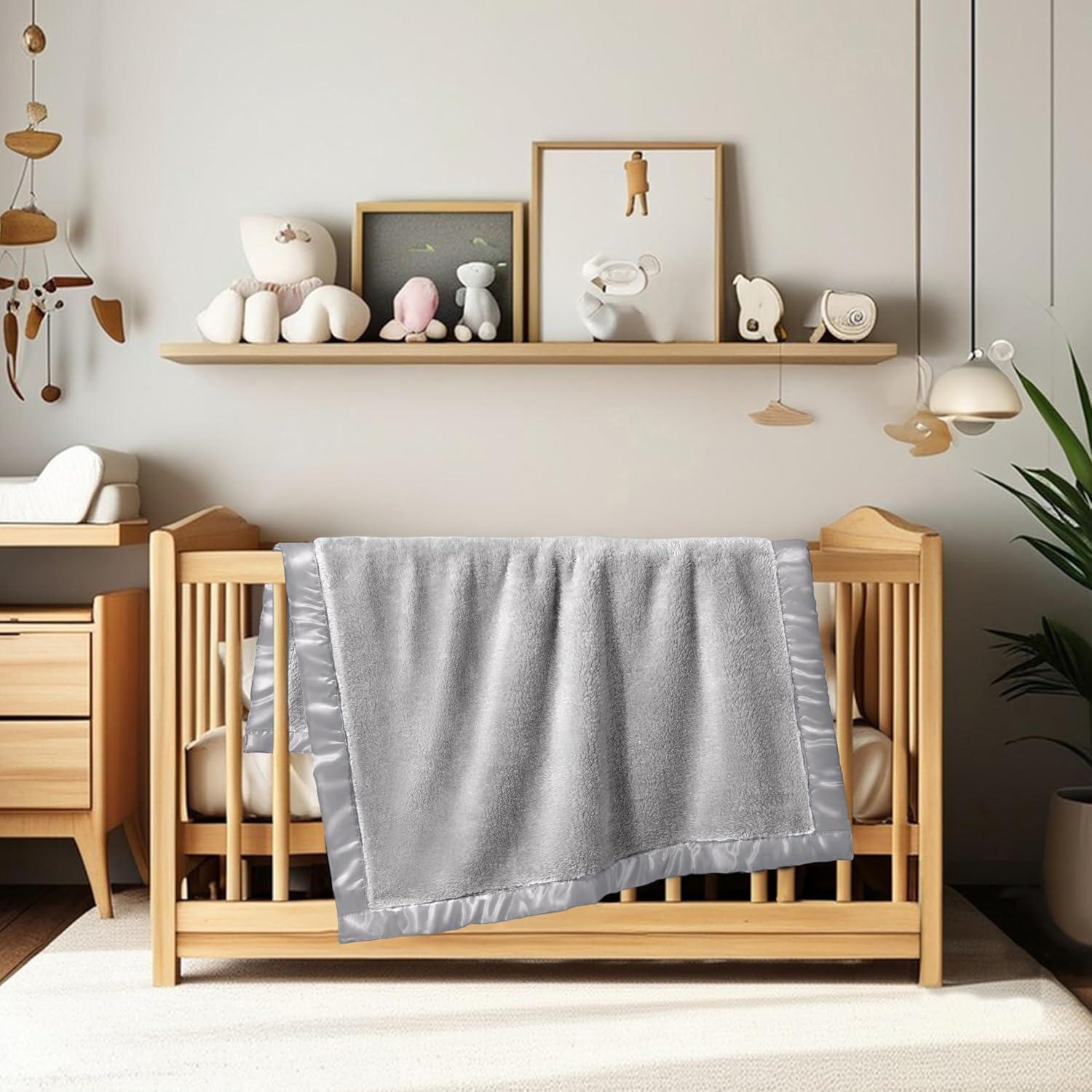 Manta de bebé Pro Goleem forro polar gris 76x102 cm