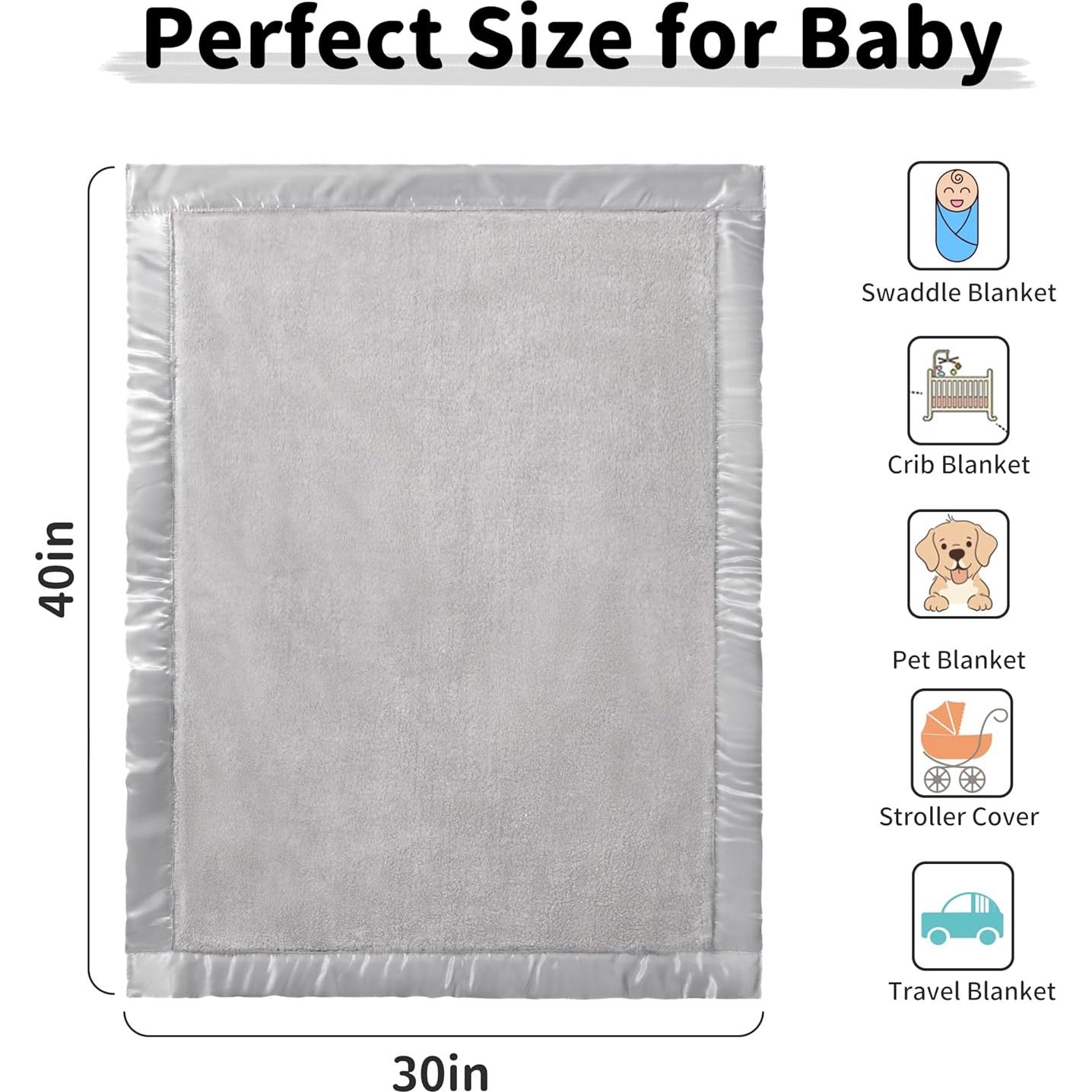 Manta de bebé Pro Goleem forro polar gris 76x102 cm