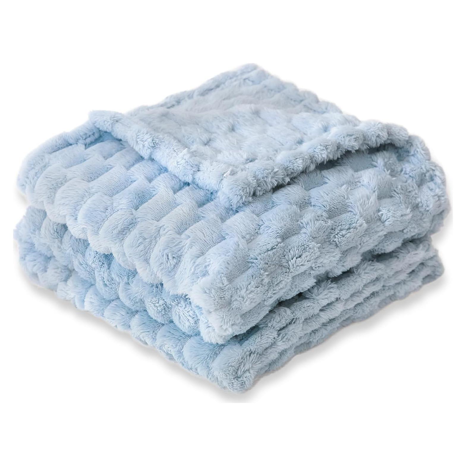 Manta para Bebés HOMRITAR 76x102 cm Jacquard Azul Suave