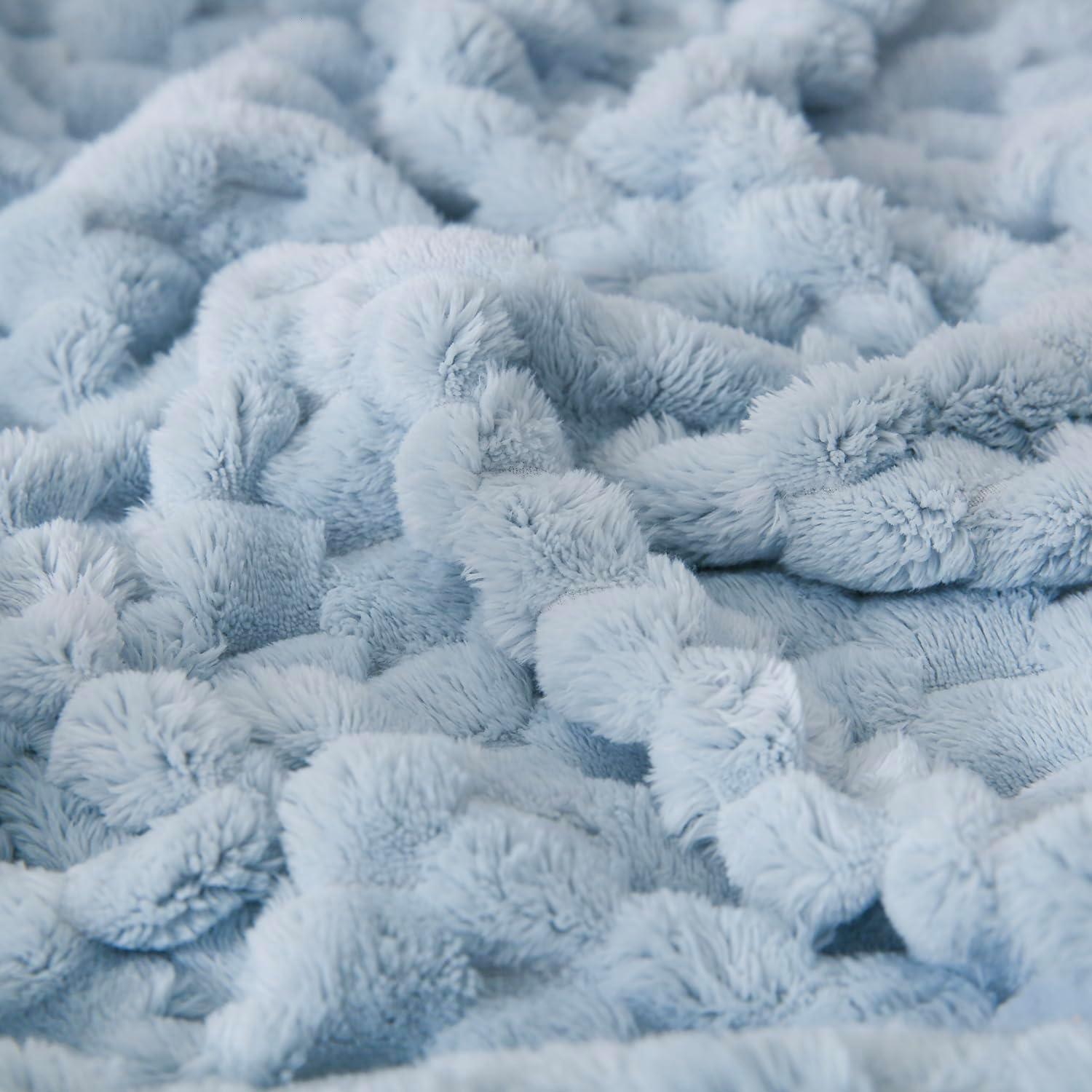 Manta para Bebés HOMRITAR 76x102 cm Jacquard Azul Suave