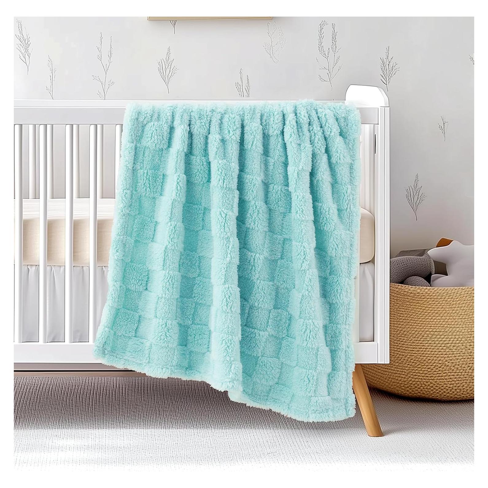 Manta de Bebé a Cuadros EVERGRACEHOME 76.2x101.6 cm Azul Aqua