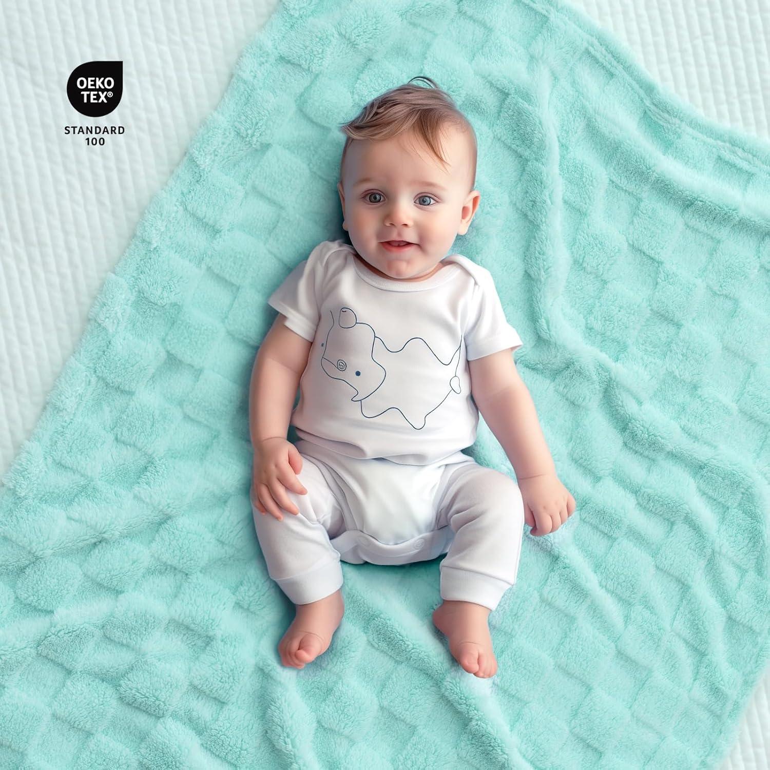 Manta de Bebé a Cuadros EVERGRACEHOME 76.2x101.6 cm Azul Aqua