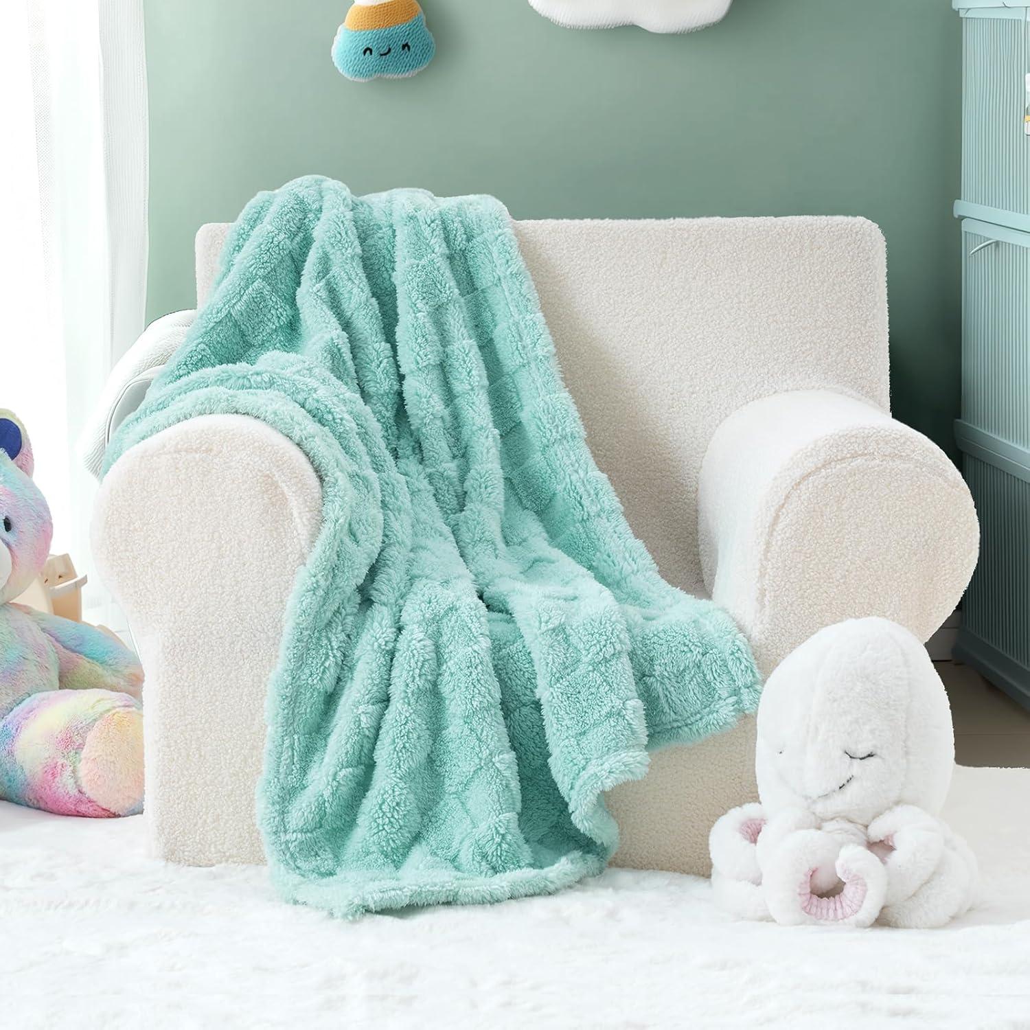 Manta de Bebé a Cuadros EVERGRACEHOME 76.2x101.6 cm Azul Aqua