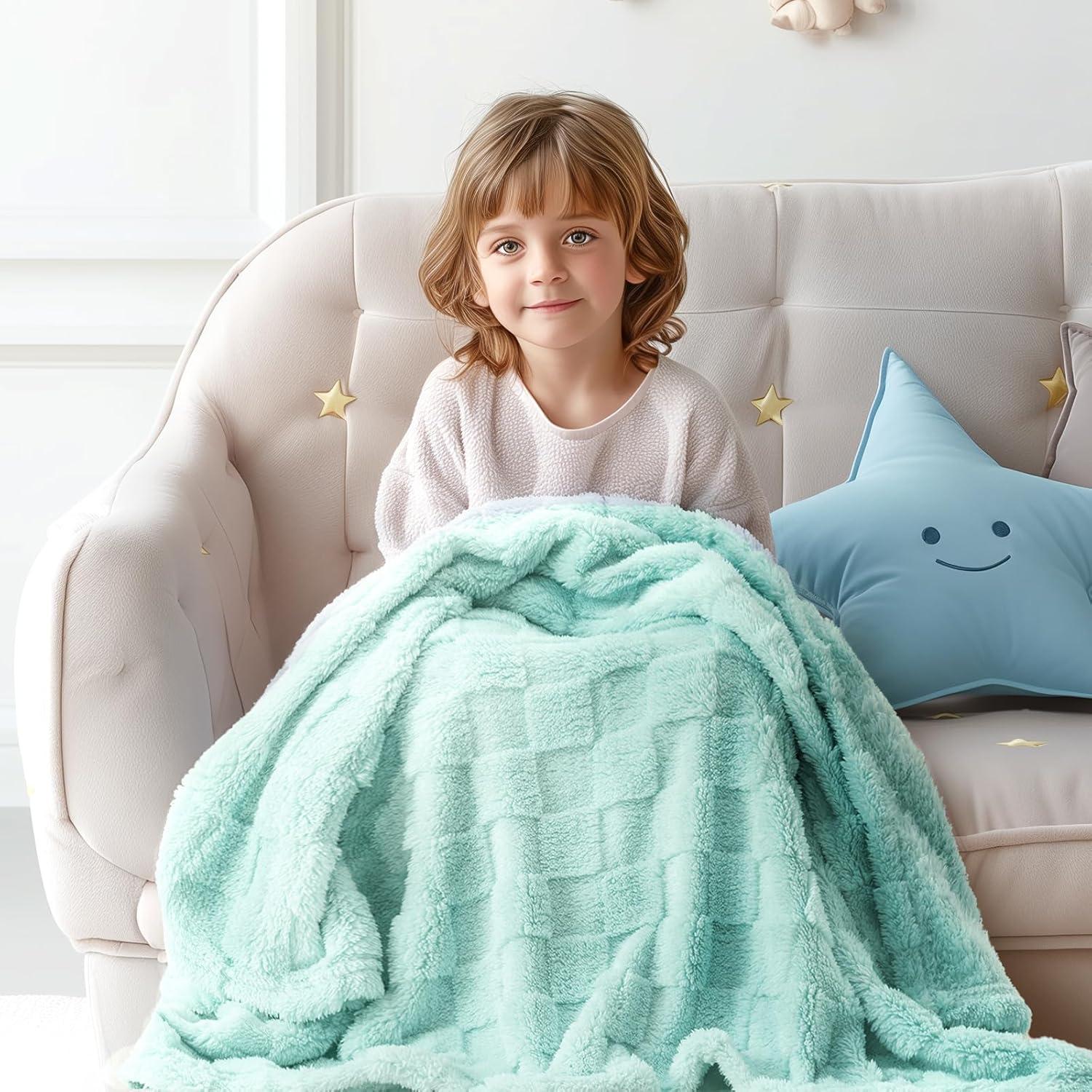 Manta de Bebé a Cuadros EVERGRACEHOME 76.2x101.6 cm Azul Aqua