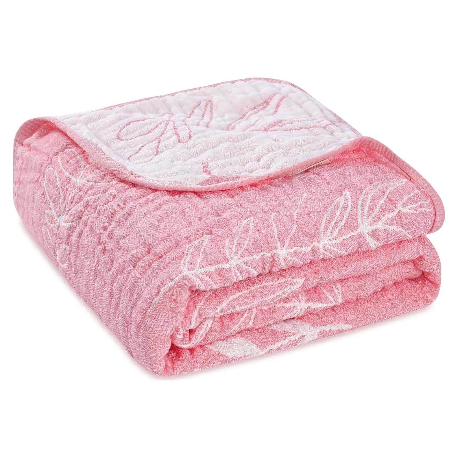 Manta de Muselina para Bebés HardNok 109x109 cm Floral Rosa