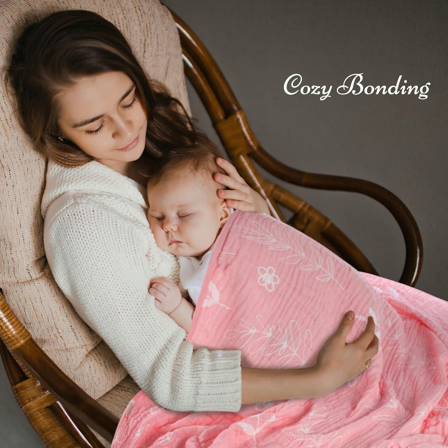 Manta de Muselina para Bebés HardNok 109x109 cm Floral Rosa