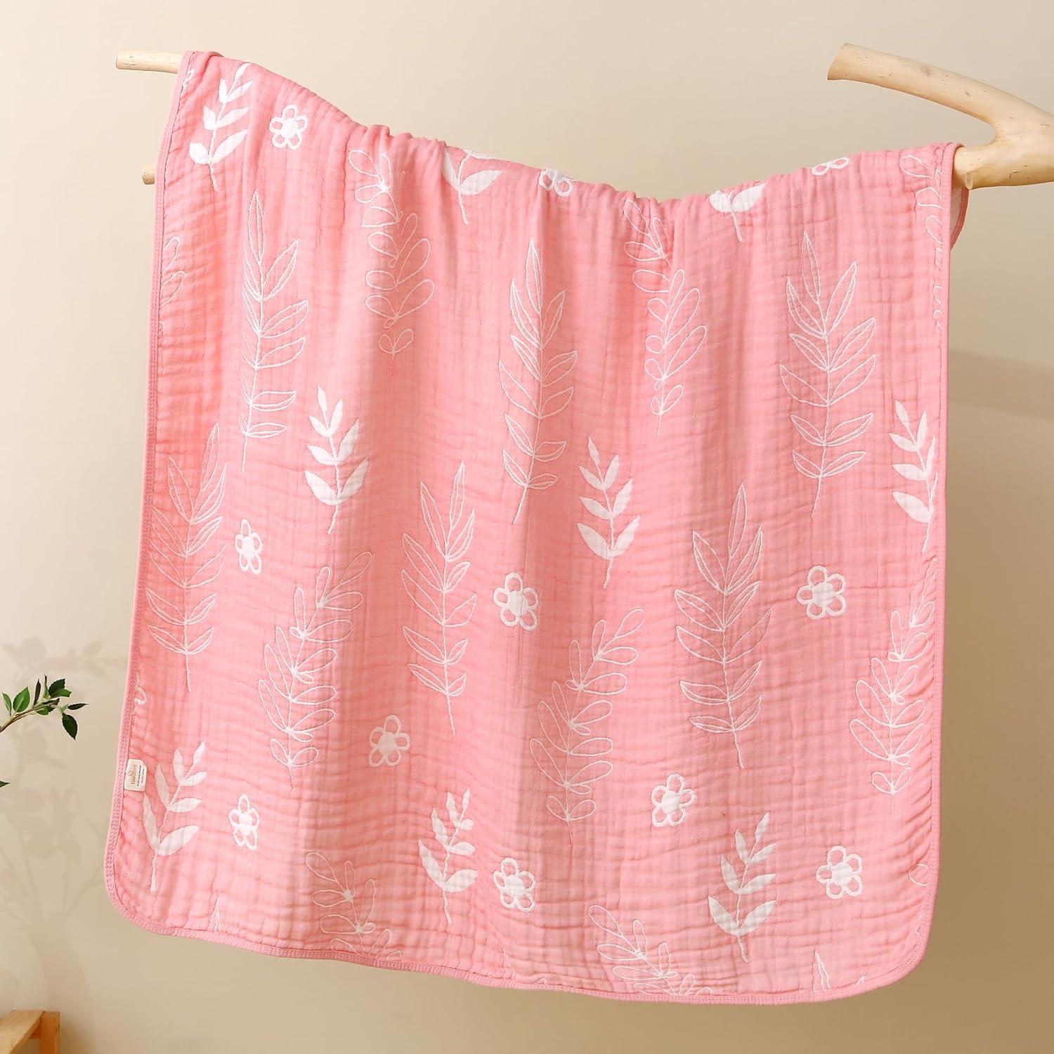 Manta de Muselina para Bebés HardNok 109x109 cm Floral Rosa