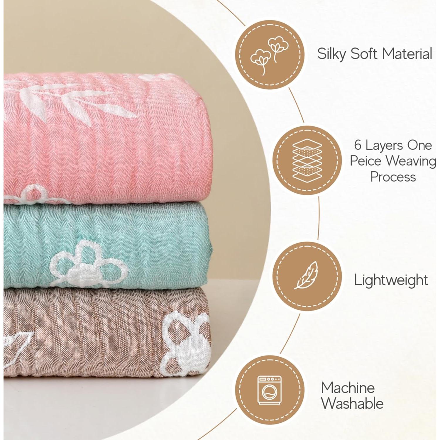 Manta de Muselina para Bebés HardNok 109x109 cm Floral Rosa