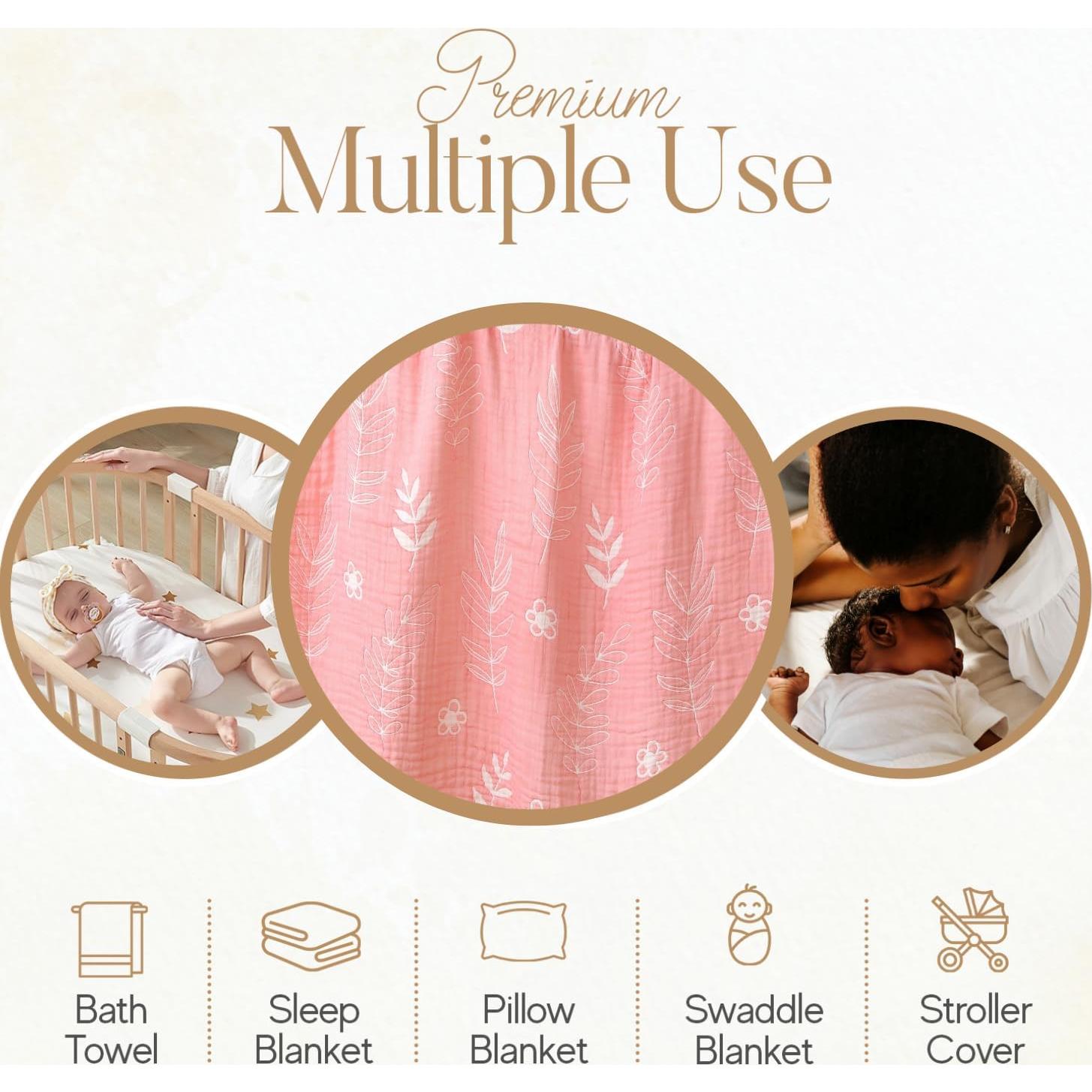 Manta de Muselina para Bebés HardNok 109x109 cm Floral Rosa