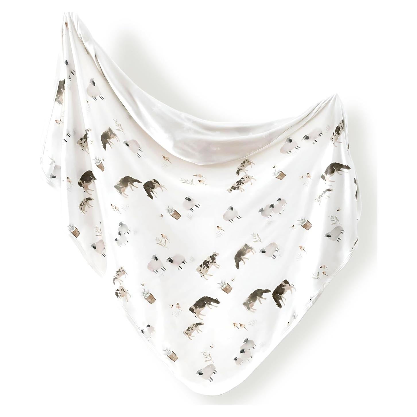 Manta de Swaddle GRSSDER 86x112 cm Animales de Granja