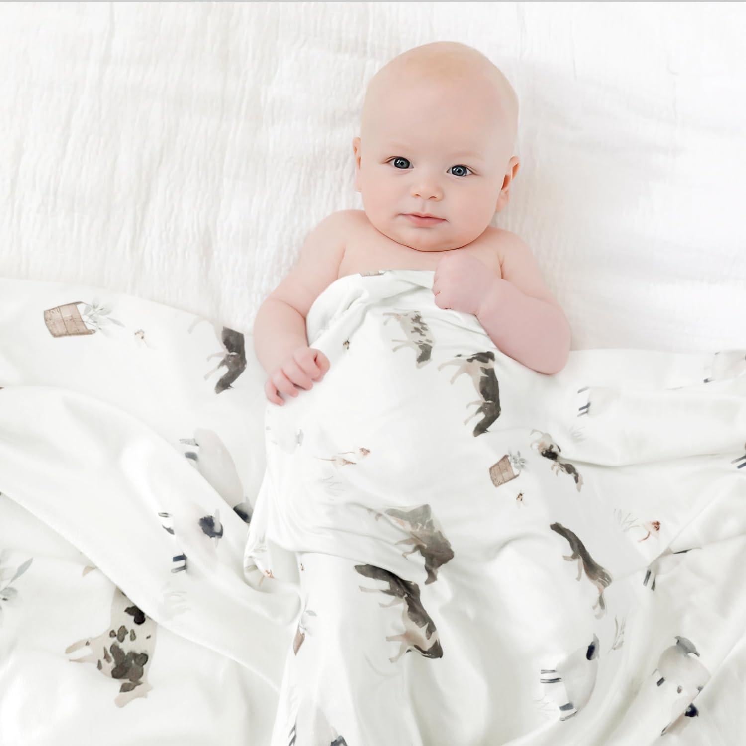 Manta de Swaddle GRSSDER 86x112 cm Animales de Granja