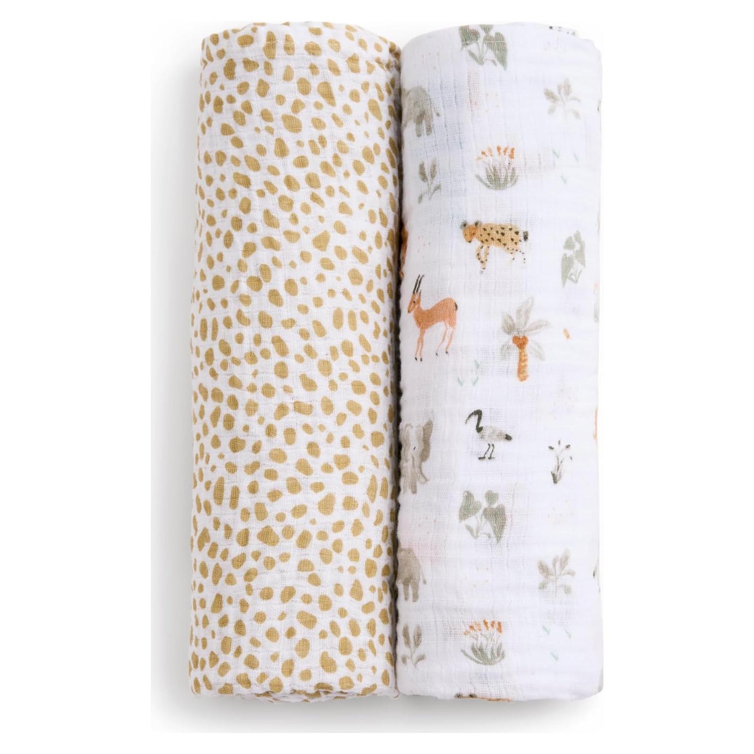 Manta Swaddle Muselina Algodón aden + anais 2 Piezas Safari