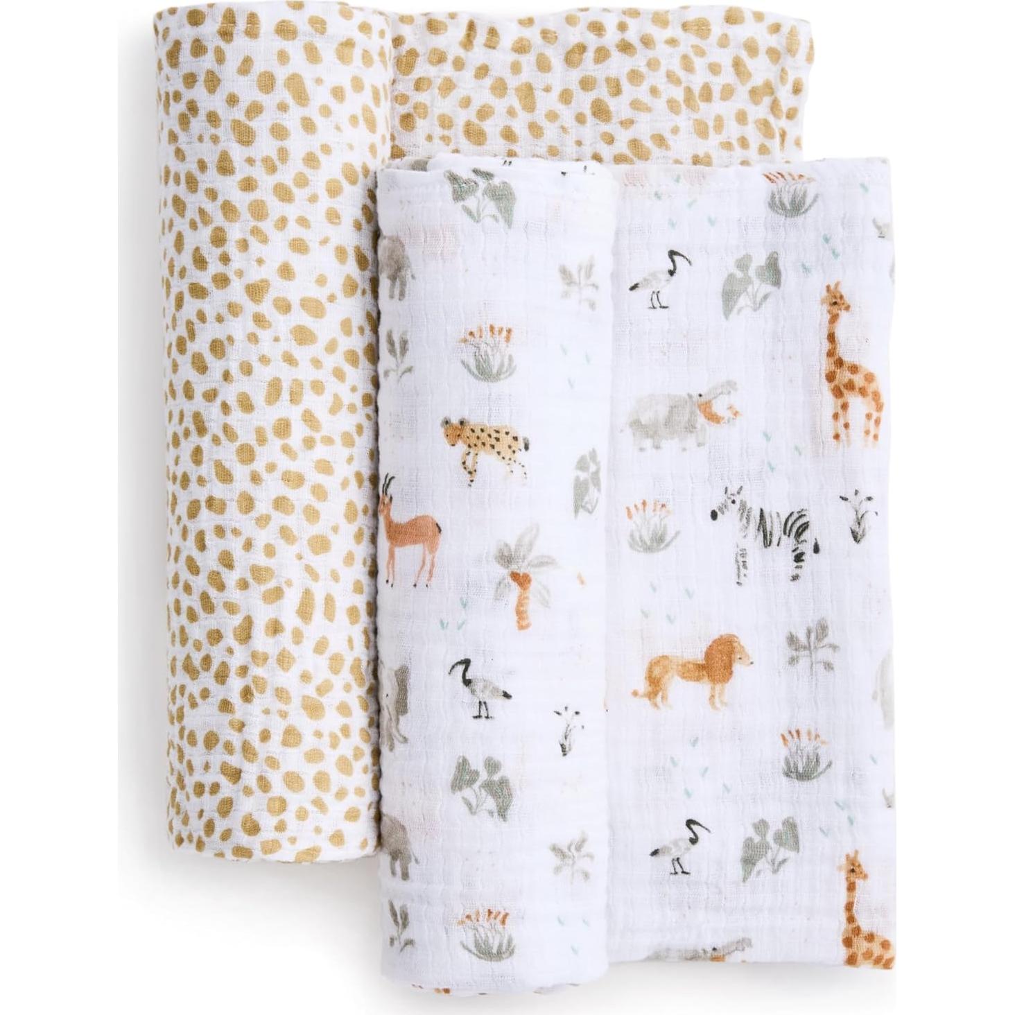 Manta Swaddle Muselina Algodón aden + anais 2 Piezas Safari