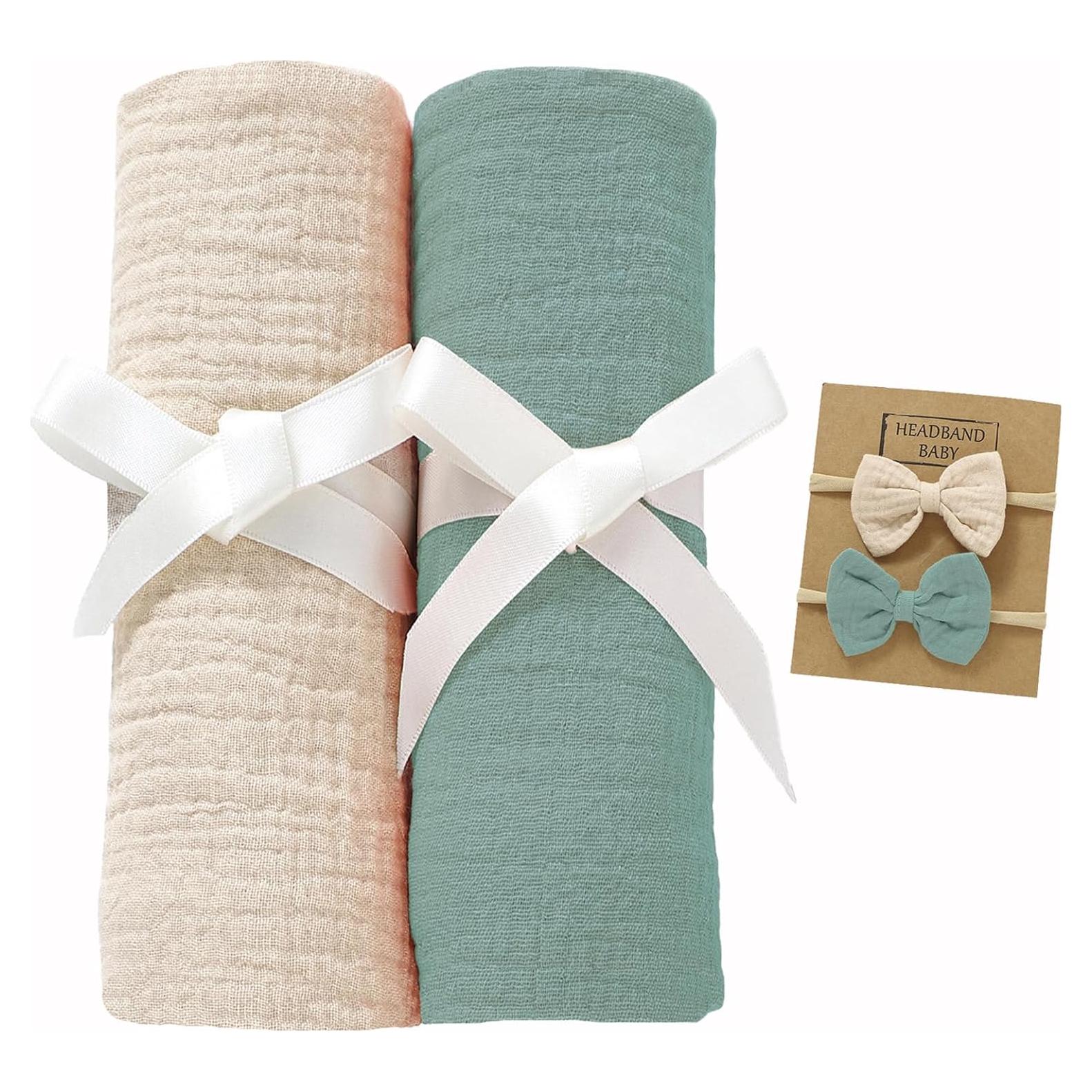 Paquete de 2 mantas de muselina okdiy 120x120 cm algodón orgánico