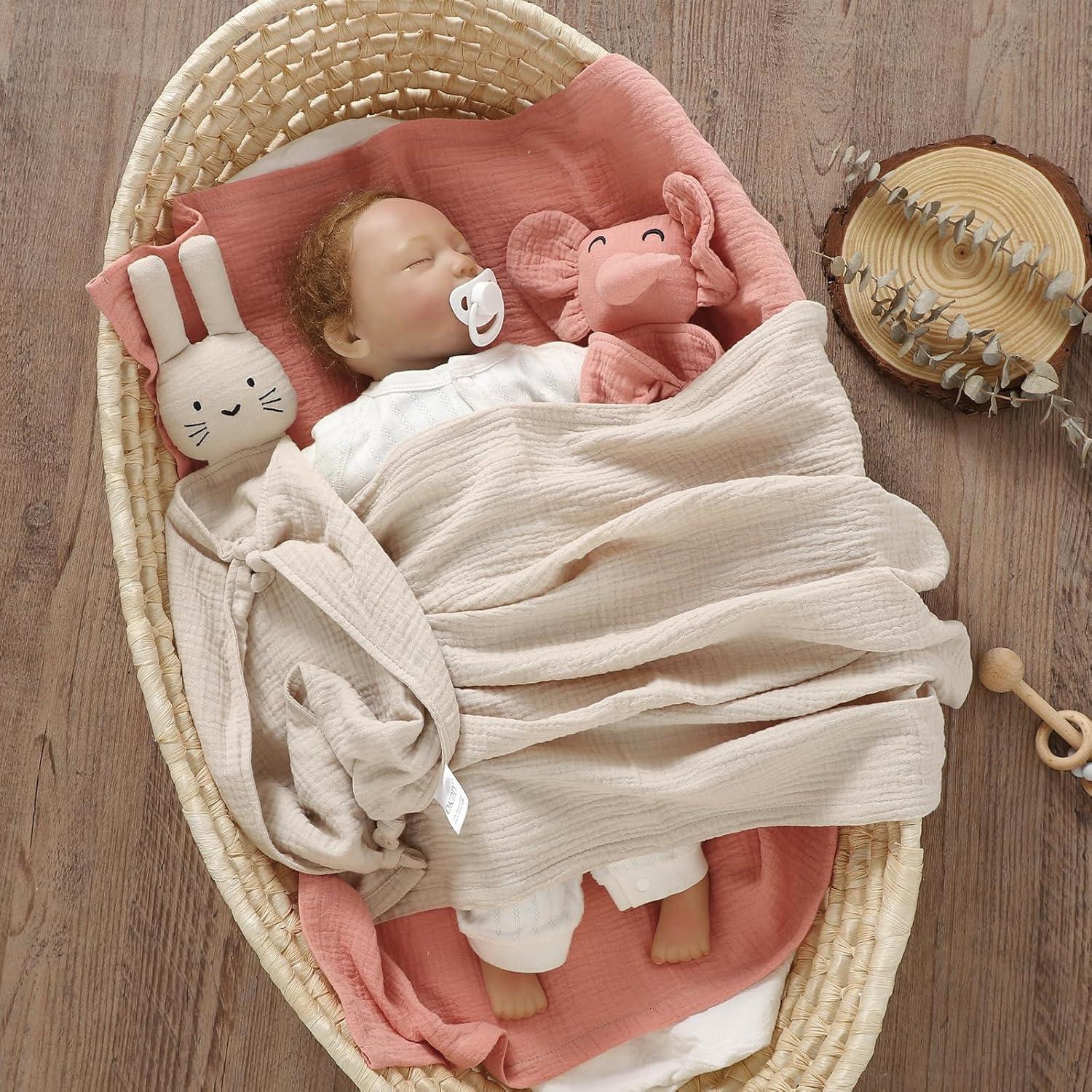 Paquete de 2 mantas de muselina okdiy 120x120 cm algodón orgánico