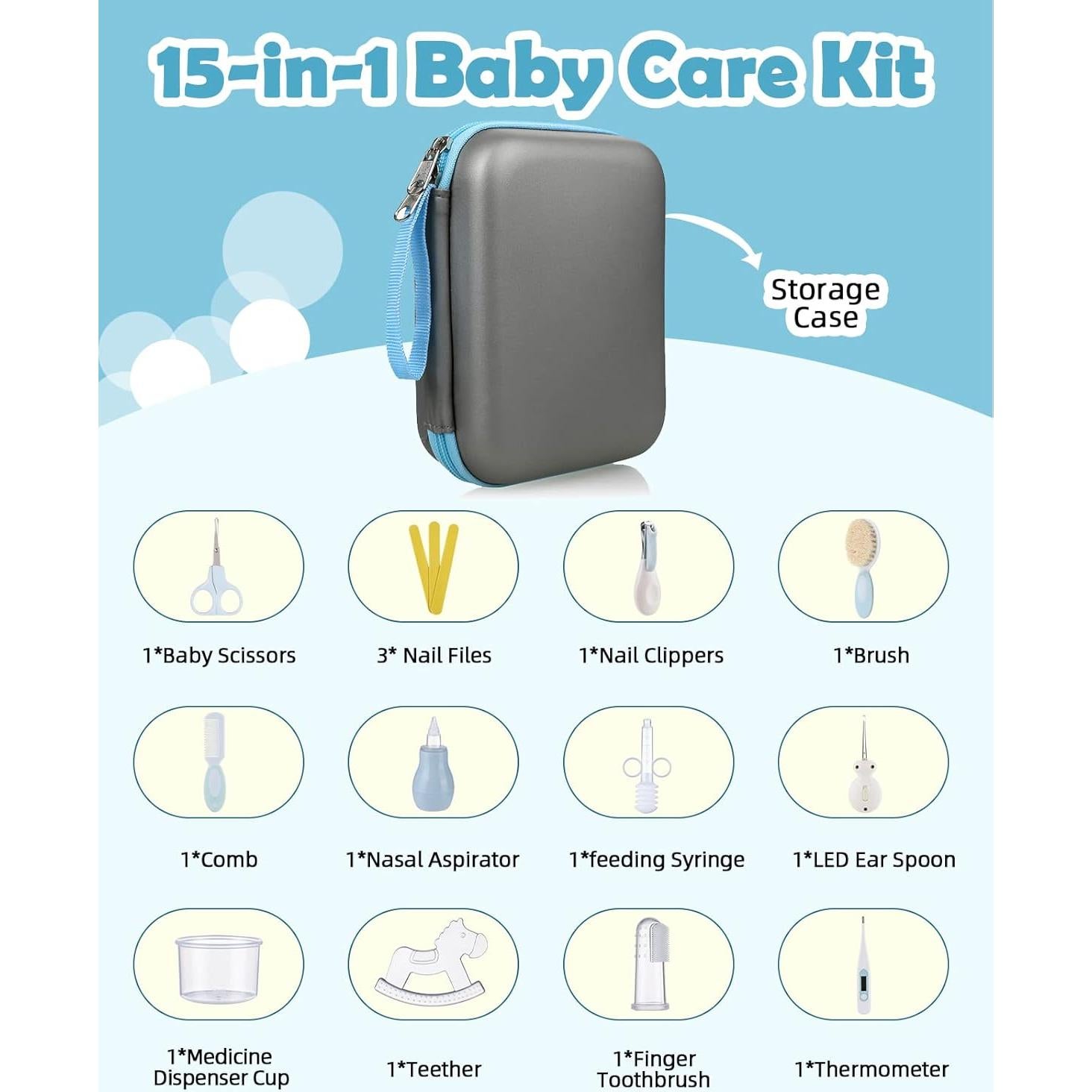Kit de Cuidado Infantil Lictin 15PCS Azul - Salud y Viaje
